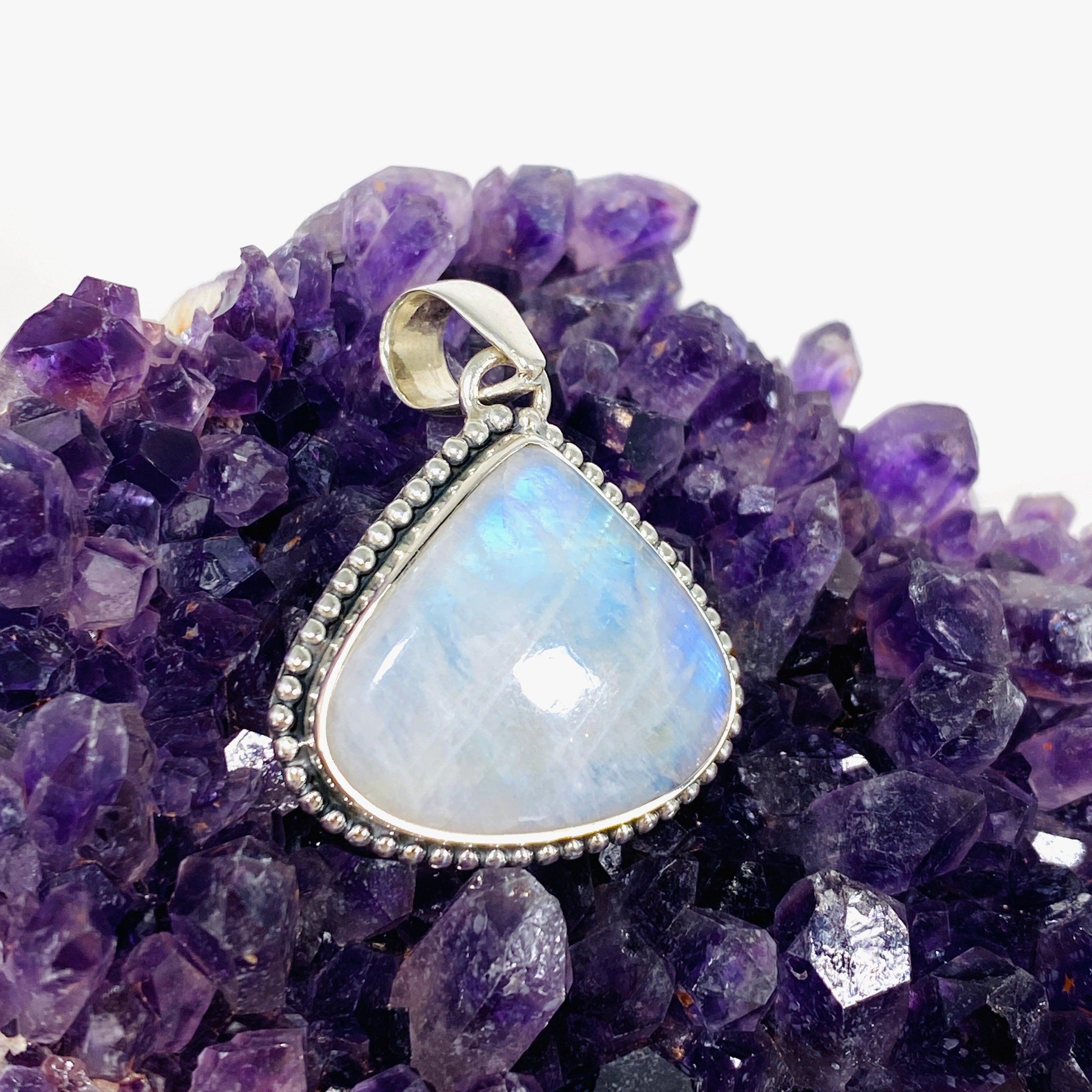 Moonstone Teardrop Pendant Necklace - Genuine Natural Gemstone Jewelry for Women - Perfect for Meditation, Yoga & Spiritual Healing | KPGJ4029