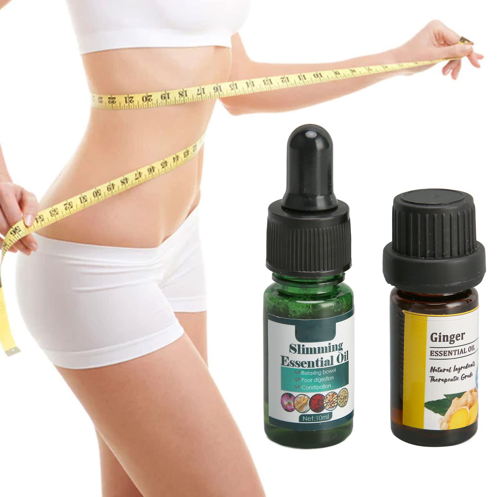 2 Pack Slimming Essential Oil for Weight Loss & Belly Firming - Ginger Body Massage Oil for Skin Care & Moisturizing - Natural Body Shaping Solution for Home Spa & Post-Workout Recovery