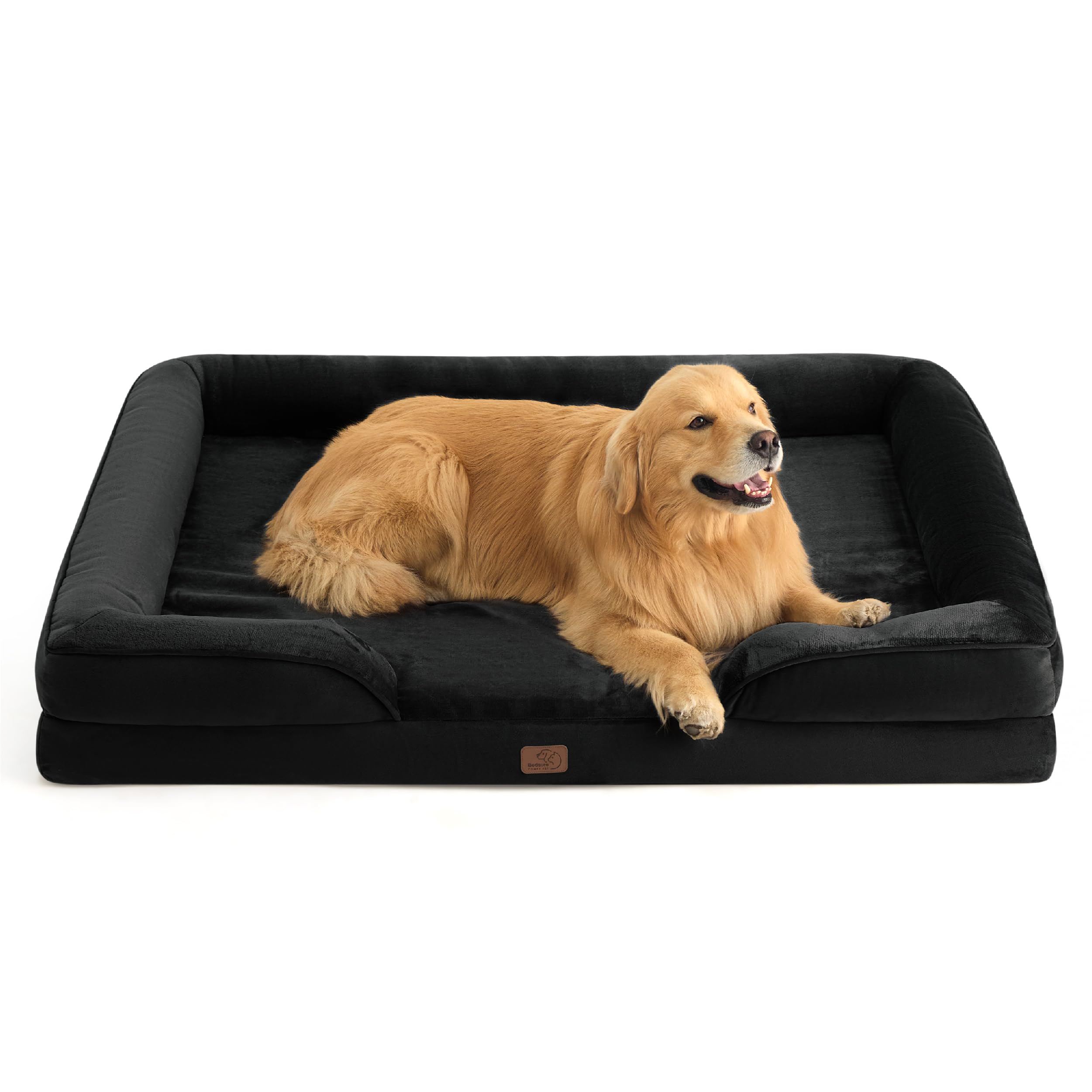 Bedsure XXL Orthopedic Dog Bed for Large Dogs - Washable Great Dane & Giant Breed Pet Sofa with Supportive Foam, Removable Waterproof Cover & Non-Slip Bottom - Perfect for Living Room, Bedroom & Kennel - Black