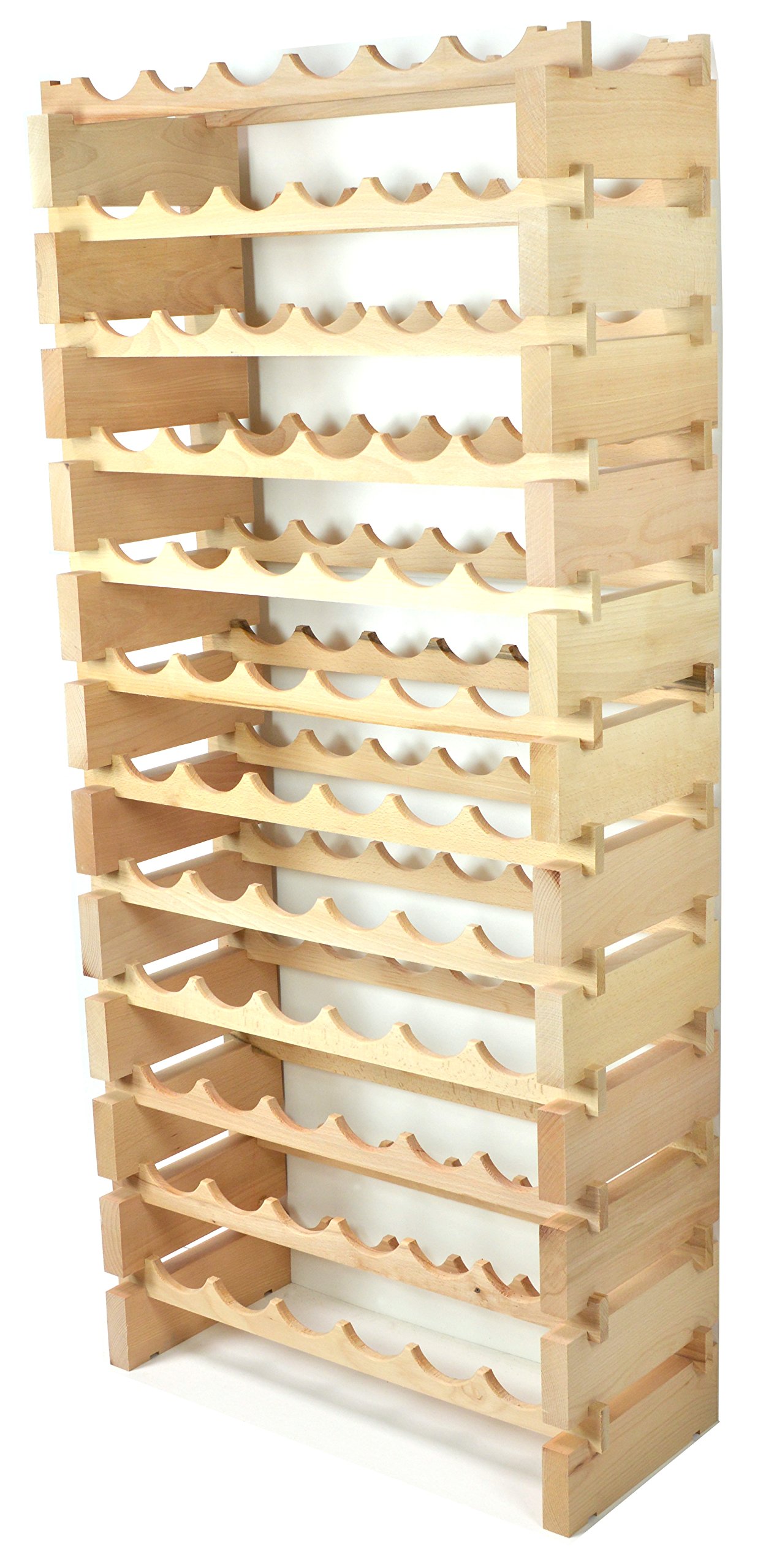 Premium Modular Wine Rack - Beechwood Storage for 24 to 72 Bottles (6 Bottles Across, 12 Rows) - Space-Saving Home Bar & Cellar Organizer for Wine Collectors & Entertainers