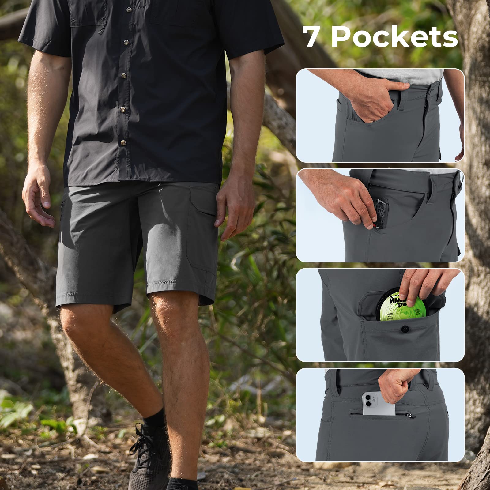 KastKing Men's Quick Dry Fishing & Hiking Shorts with UPF 50+ Sun Protection, 7 Pockets, 10.5
