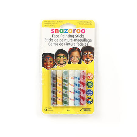 6 Pack Face Paint Sticks - Non Toxic, Washable & Vibrant Colors for Kids & Adults - Perfect for Halloween, Cosplay, Parties & Face Painting Events