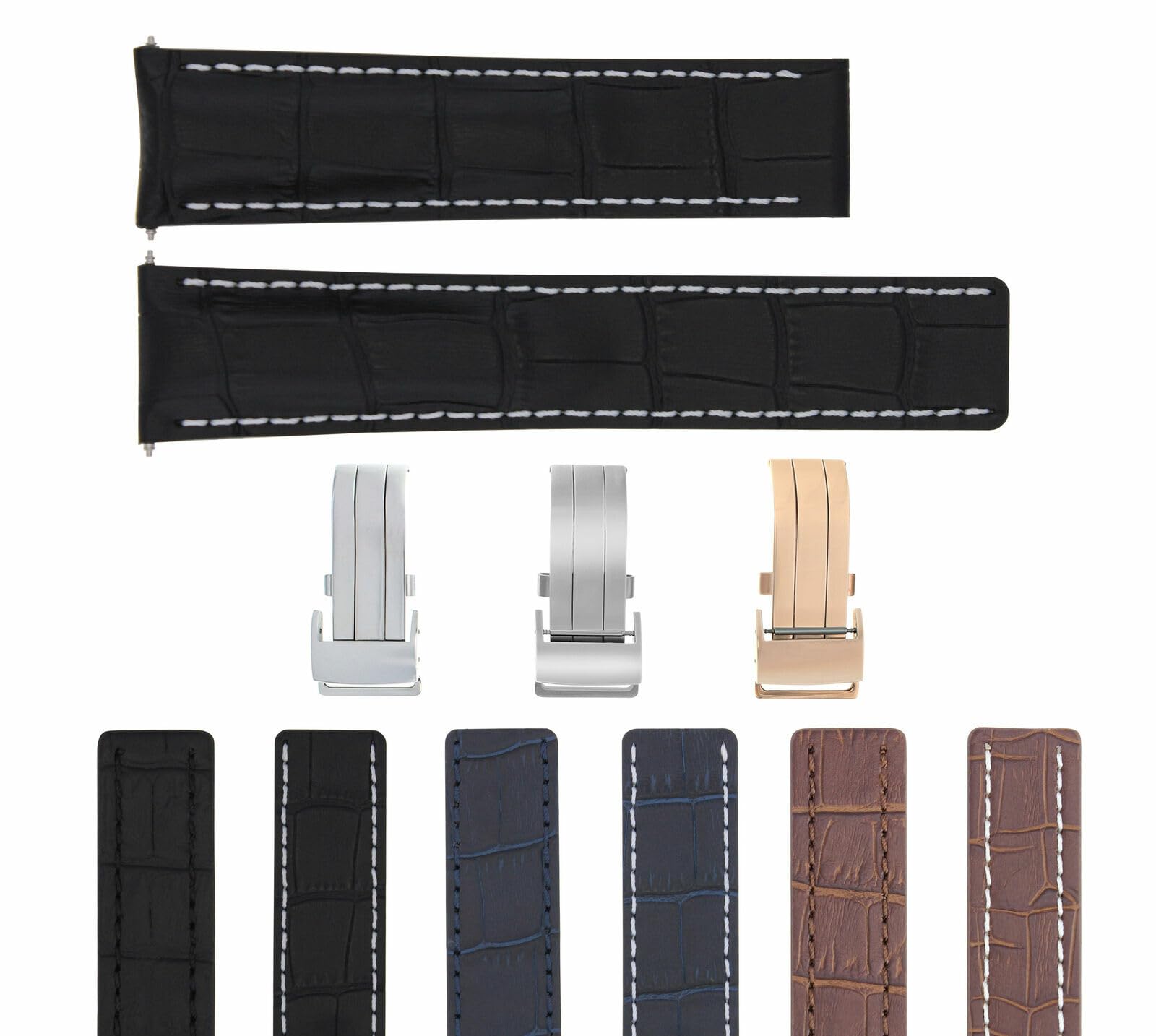 22-24mm Genuine Leather Watch Band Strap Replacement for Breitling Navitimer, Pilot, Superocean & Bentley Colt - Premium Calfskin Watch Strap for Men, Durable & Comfortable Dress Watch Accessory (Business, Casual & Formal Occasions)