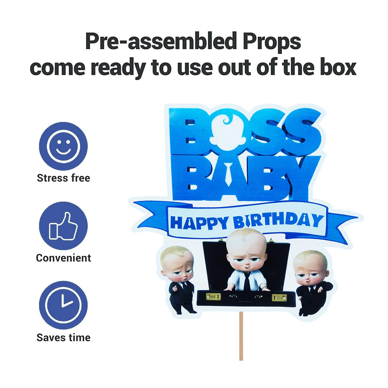 Boss Baby Birthday Cake Topper - Premium 1-Piece Cake Decoration for Baby Boss Theme Parties | Perfect for Birthday Cakes, Cupcakes & Dessert Tables | Baby Shower & First Birthday Party Decor