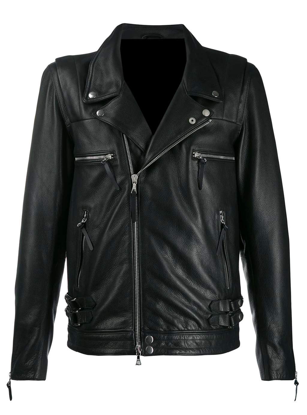 Negan Biker Jacket for Men - Genuine Leather Motorcycle Jacket Inspired by Jeffrey Dean Morgan in The Walking Dead - Black Moto Jacket for Riding & Cosplay