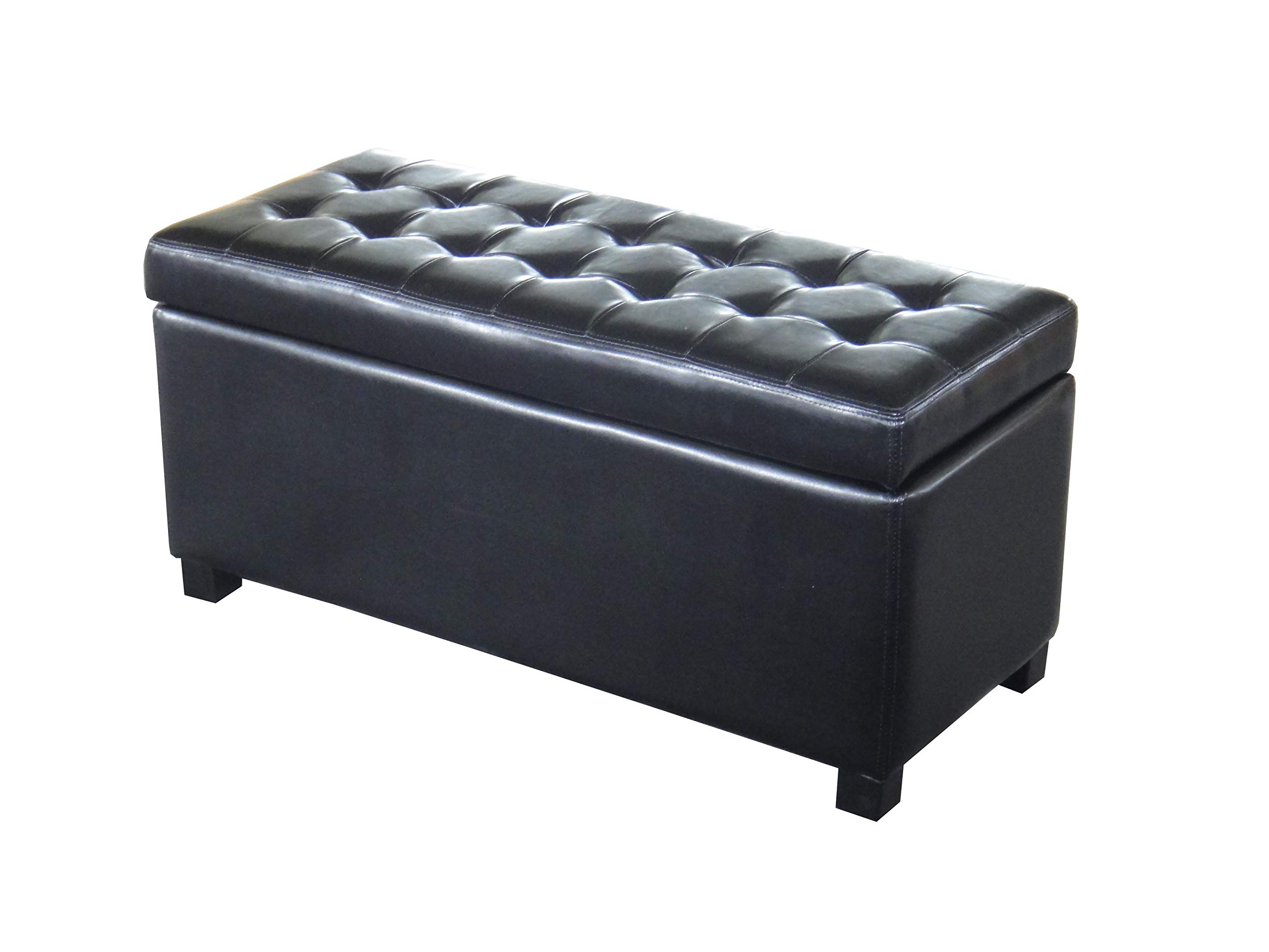 Tiffany Malm Storage Bench - Medium Size, Black - Perfect for Entryway, Bedroom, or Living Room Organization