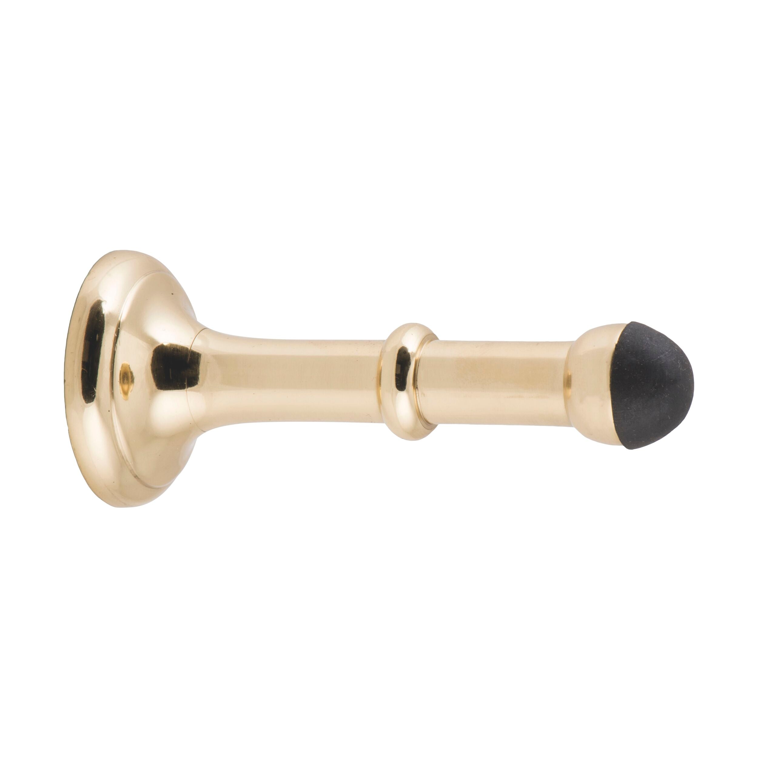 9833 Heavy Duty Concealed Door Stop - Large Polished Brass (D43xP100mm) - Perfect for Home, Office & Commercial Spaces