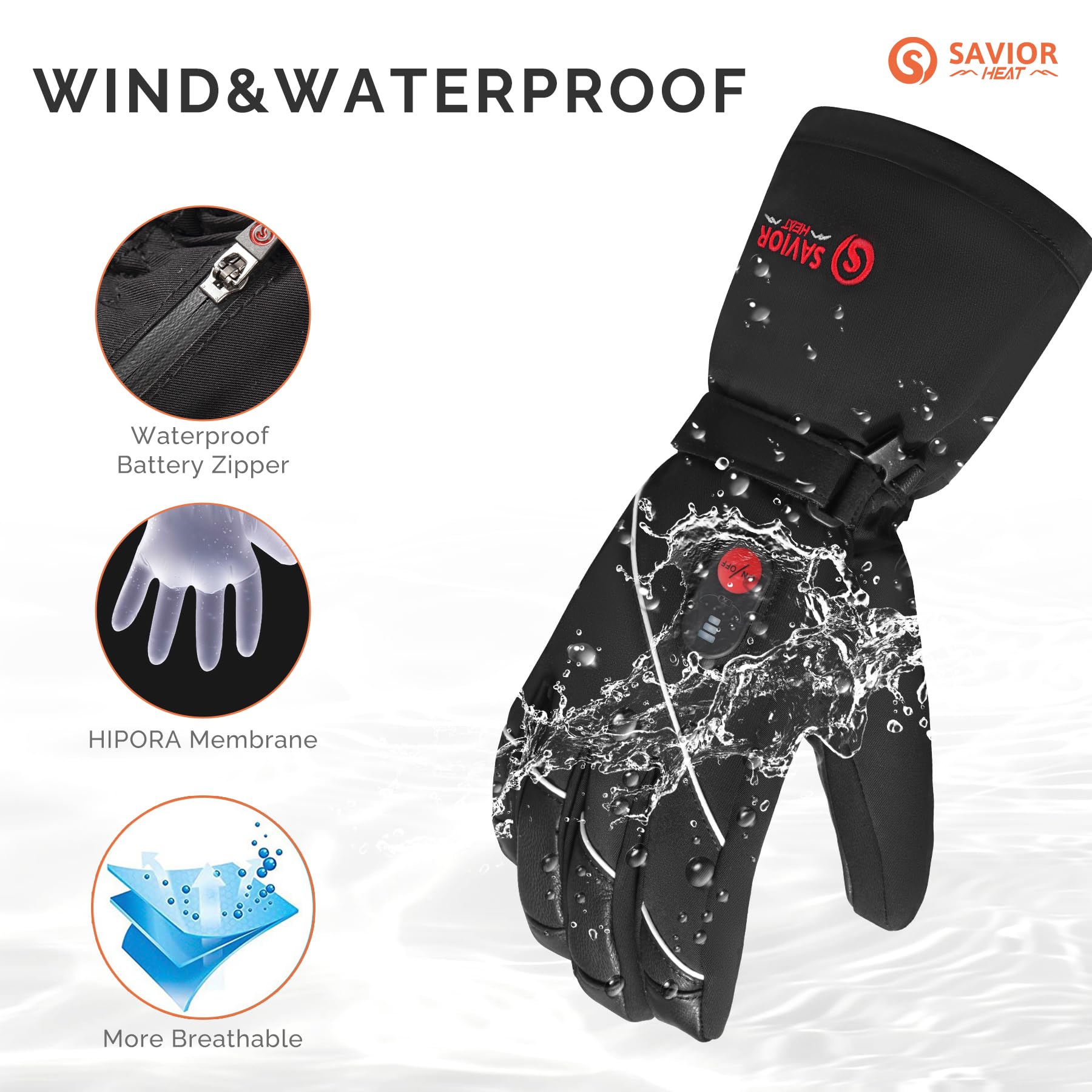 SAVIOR HEAT Rechargeable Electric Heated Gloves for Men & Women - Premium Leather Winter Gloves for Skiing, Snowboarding & Cold Weather Activities