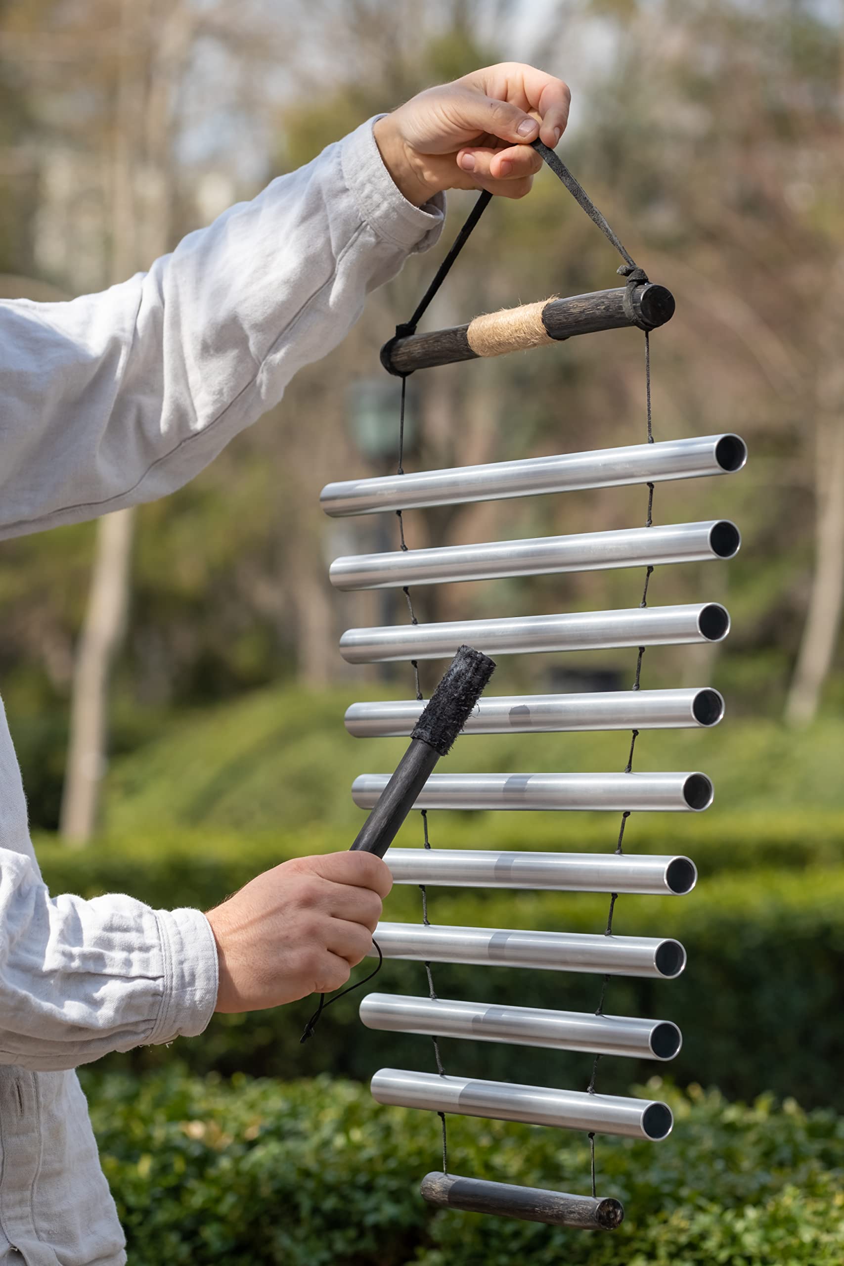 Chakra Sound Healing Tool - 9-Note Tubular Flow Chimes with Meditation Bowl Sound in C Major Scale (40 Seconds Long) for Meditation, Yoga & Spiritual Relaxation