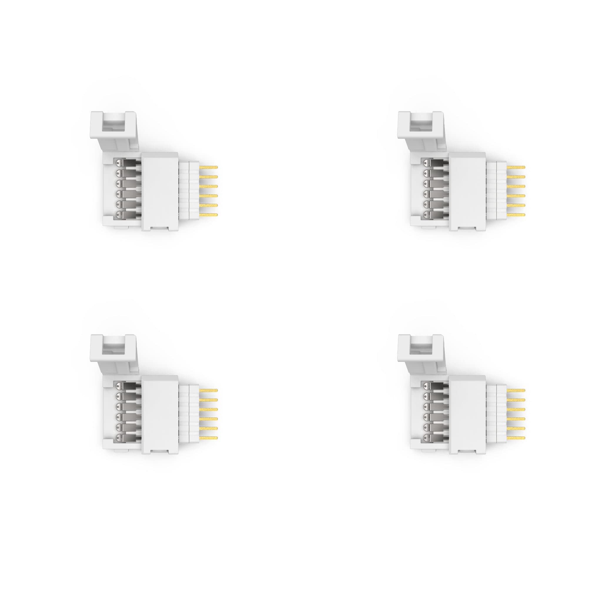 Philips Hue Light Strip Connector - 6-Pin to Cut-End LED Strip Connector (4 Pack, White) - Compatible with Hue Bridge & Smart LED Lights - DIY Custom Lighting for Home, Office & Gaming Setup