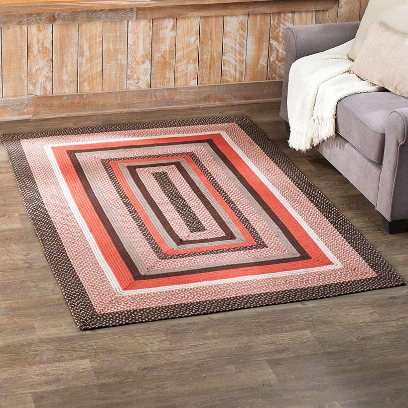 Handwoven Country Braided Rug - Rustic Farmhouse Style Jute Area Rug for Kitchen, Bathroom & Entryway - 60x84 Inch Red - Perfect for Farmhouse Decor, Cozy Living Room & Bedroom Floor Covering