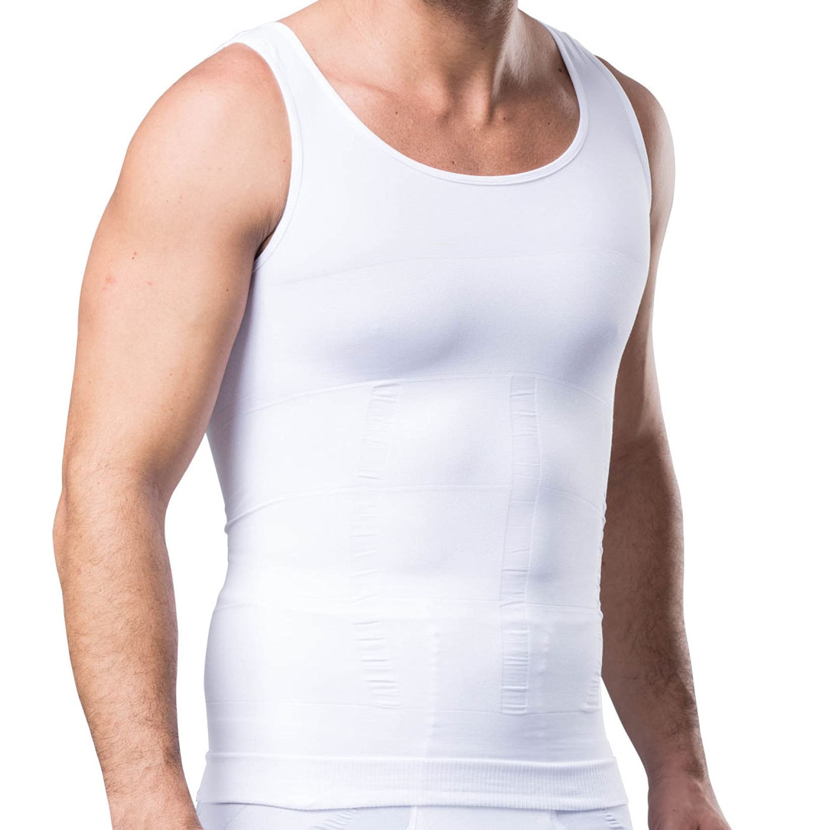 ChyJoey Men's Seamless Shapewear Tank Top - Slimming Compression Shirt for Weight Loss & Body Shaping - Scoop Neck Gym Vest for Workout & Exercise - Perfect for Fitness, Running & Daily Wear