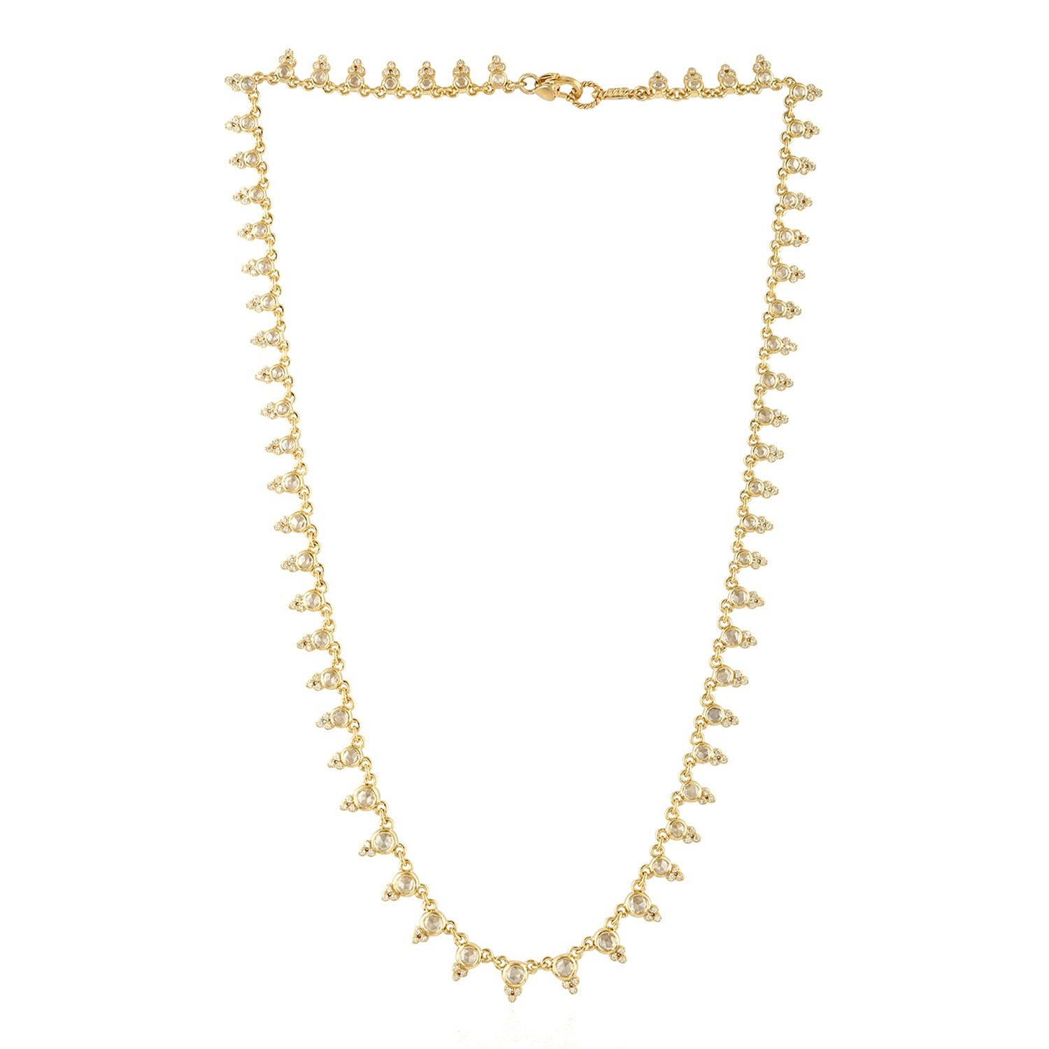 14K Yellow Gold Bezel Set Uncut Diamond Choker Necklace - Elegant & Timeless Jewelry for Weddings, Parties & Special Occasions