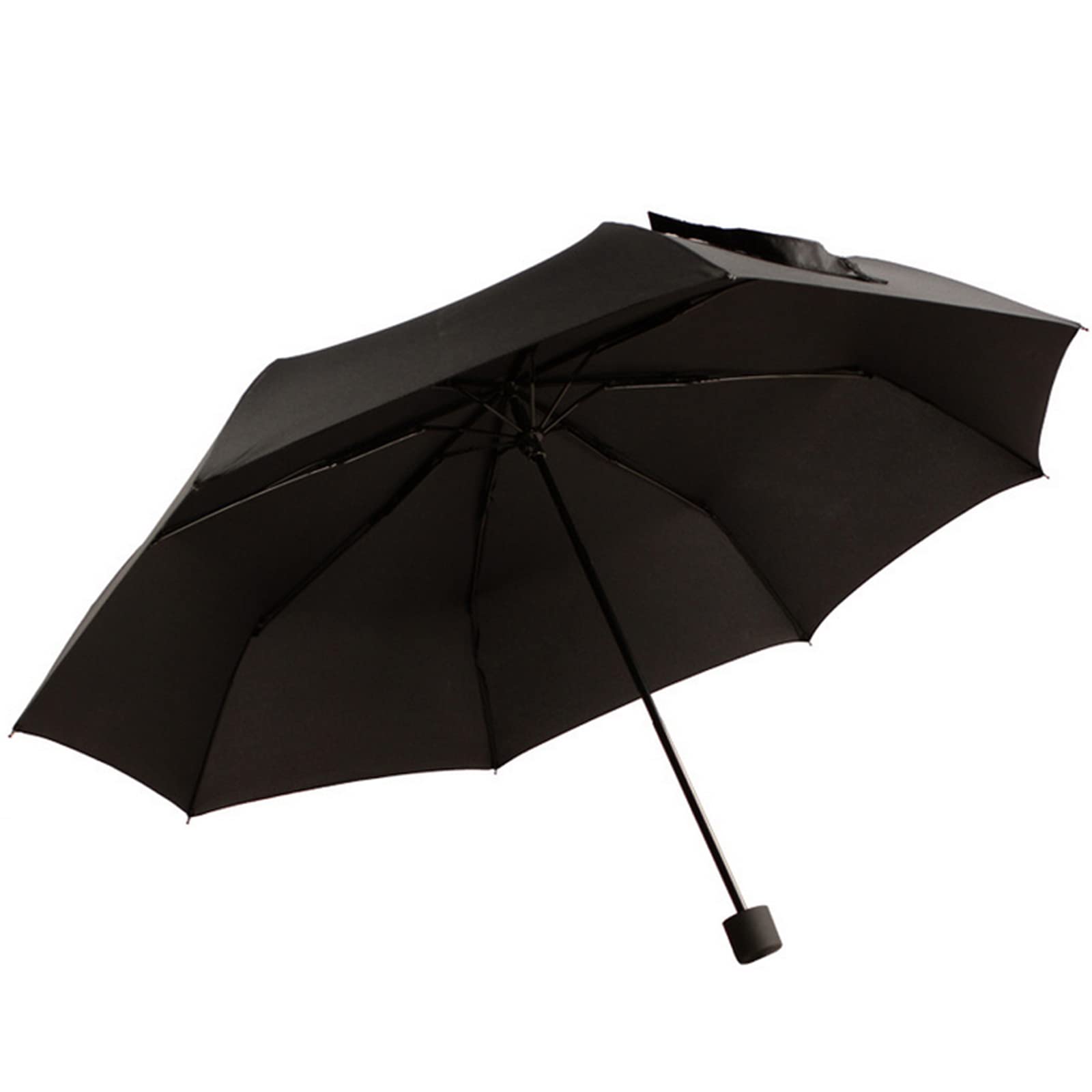 Black Stainless Steel Compact Folding Umbrella - Windproof, Rainproof & UV Protection Travel Umbrella - Durable Portable Sun Shade for Men & Women - Perfect for Commuting, Beach, Hiking & Gifts