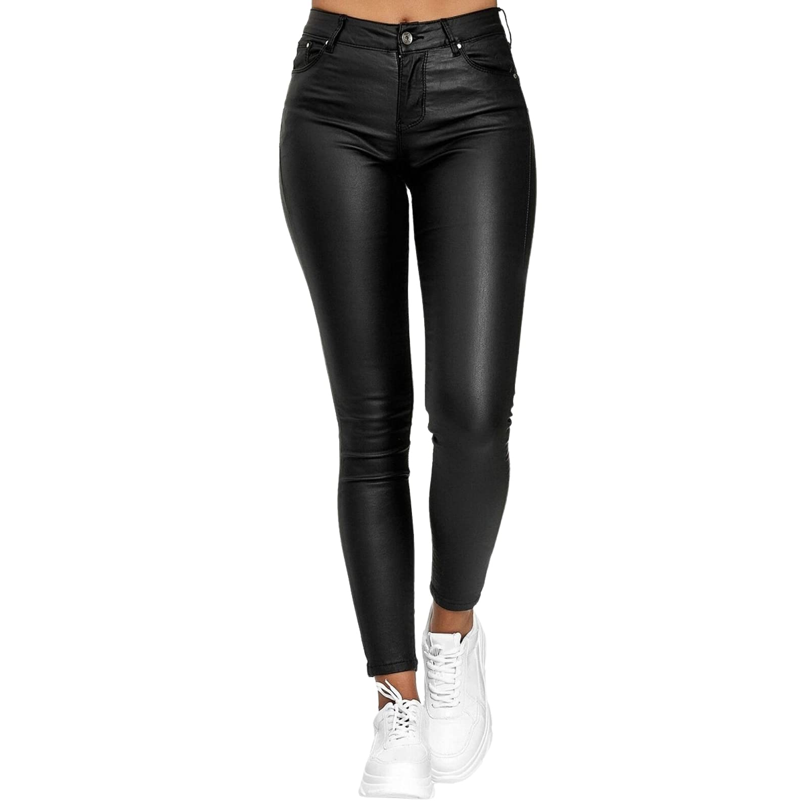 Murnouche Women's Faux Leather Leggings - High Waisted Stretchy Bodycon Pants for Workout, Party & Night Out | Sexy Shiny Leather Look Yoga Pants for Women