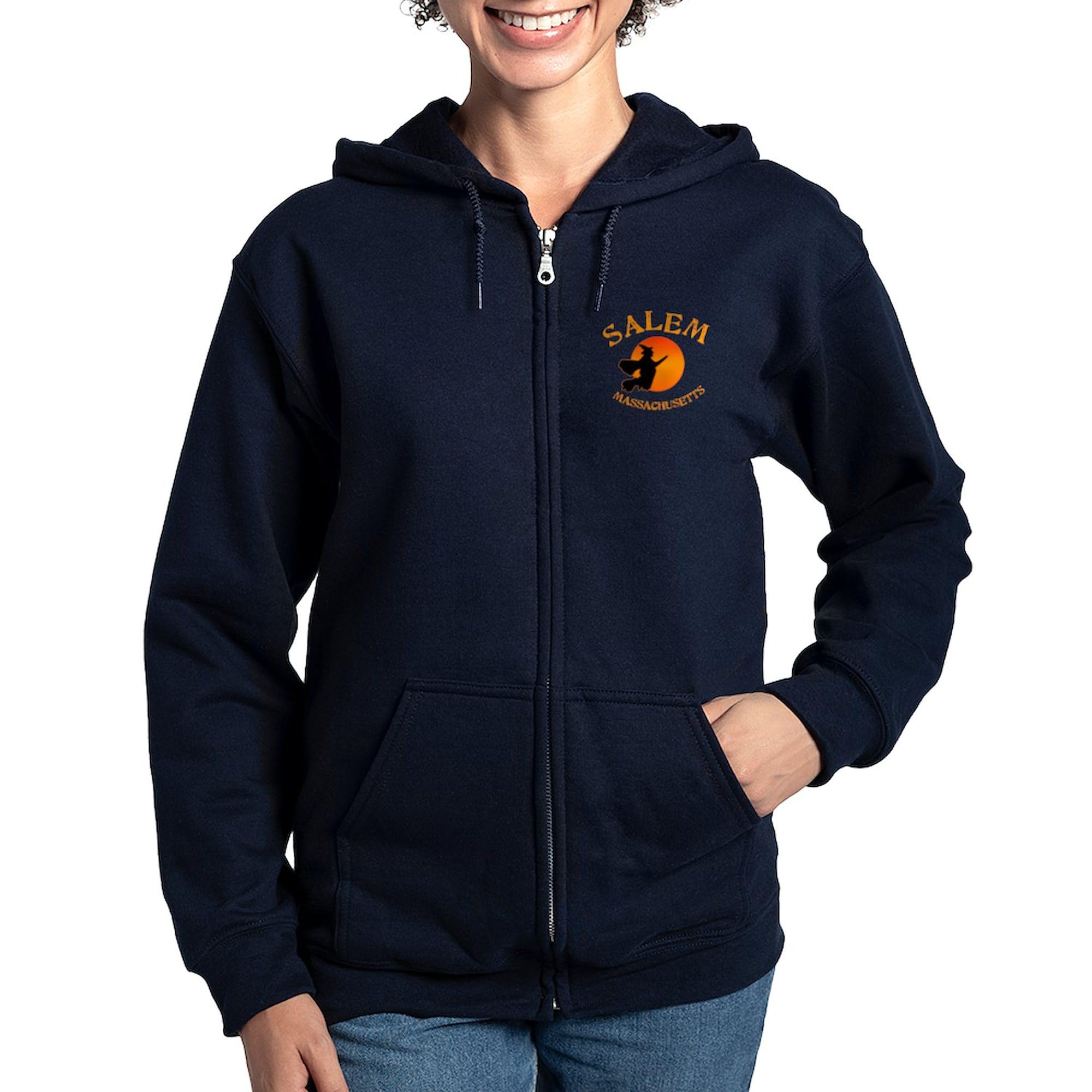 Salem MA Witch Women's Zip Hoodie - Stylish Zip-Up Sweatshirt for Women | Perfect for Halloween, Cosplay & Witch-Themed Events