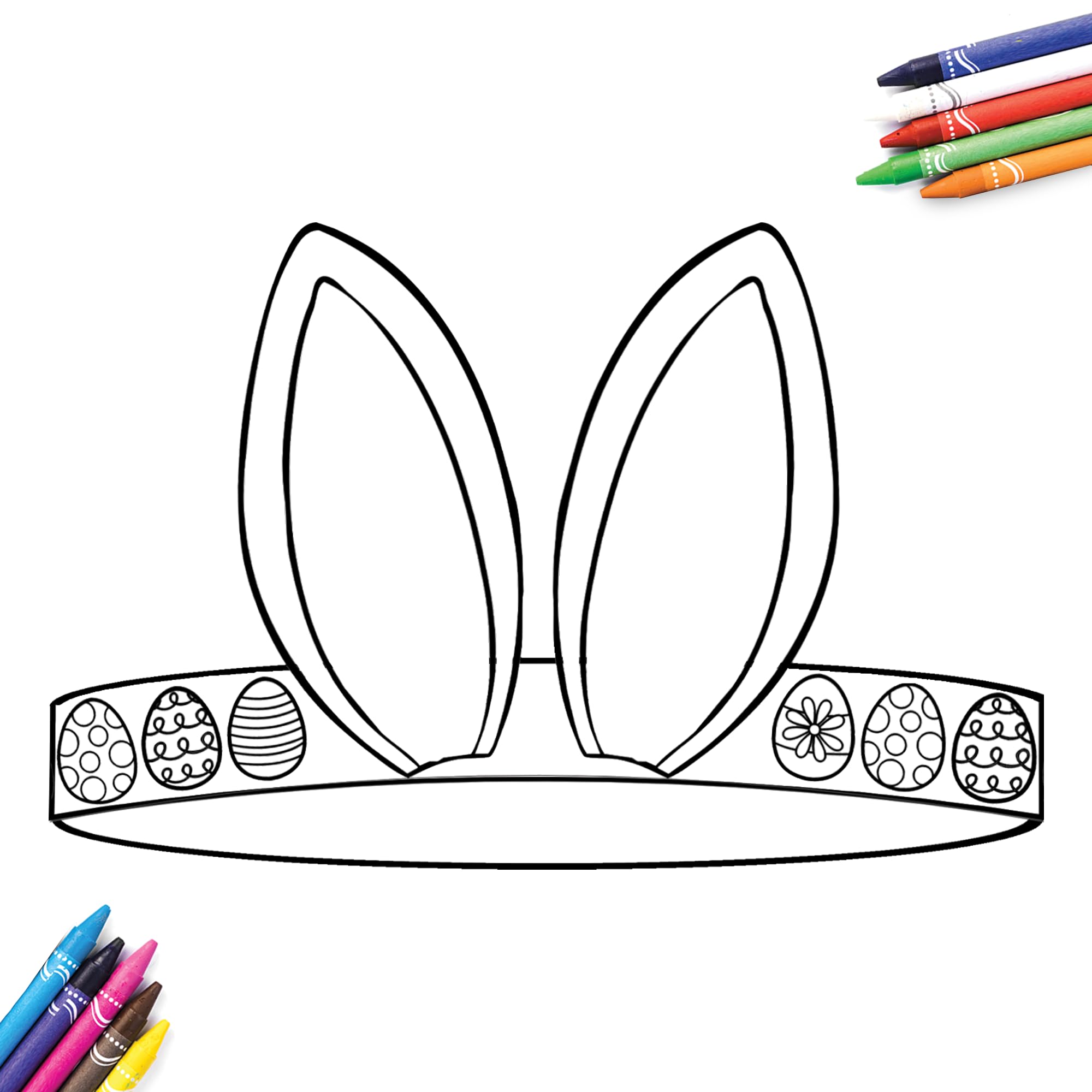 Tiny Expressions - Easter Headband for Kids - Set of 12 DIY Color Your Own Paper Bunny Ears, Easter Egg Hunt Party Crowns, Arts and Crafts Activity for Children - Perfect for Easter Celebrations, Classroom Activities & Birthday Parties