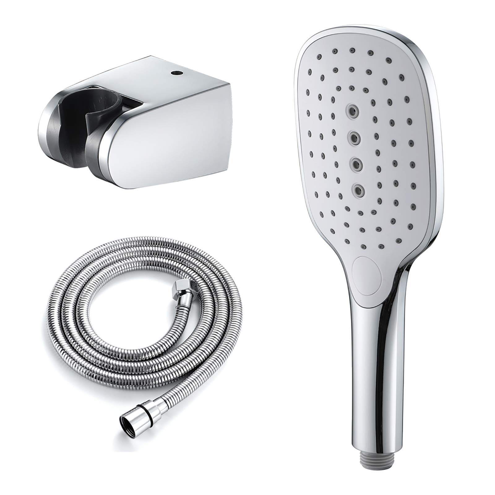 JYCCH High Pressure Handheld Shower Head Set - 3 Spray Modes, ABS Material, White Chrome Finish with 1.5M Hose & Bracket - Universal Fit for Bathroom, Shower, and RV Use