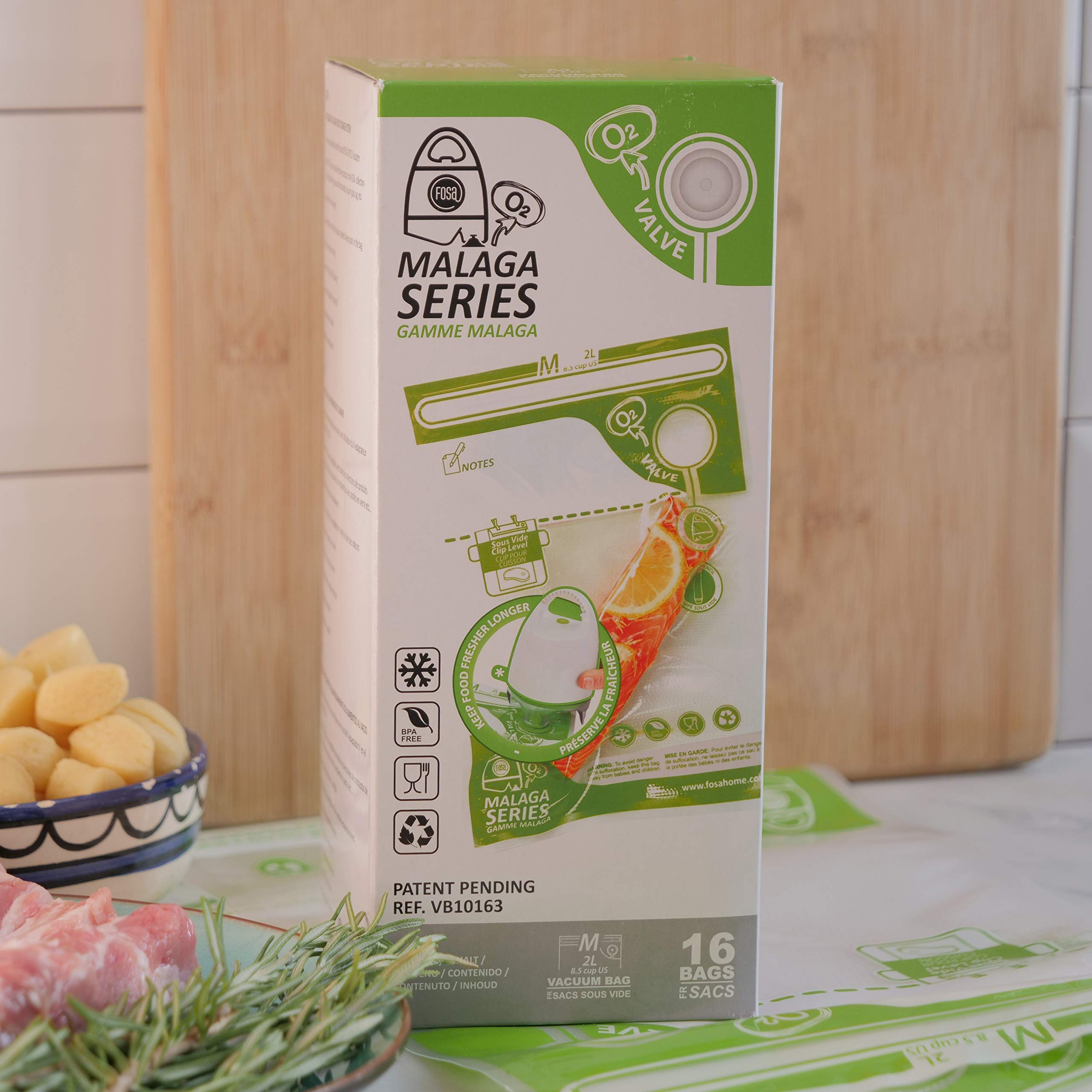 FOSA Reusable Vacuum Food Storage Bags - Medium 8x12 Inches (16 Pack) | Airtight Zipper Seal for Freshness | Perfect for Meal Prep, Sous Vide & Freezer Storage