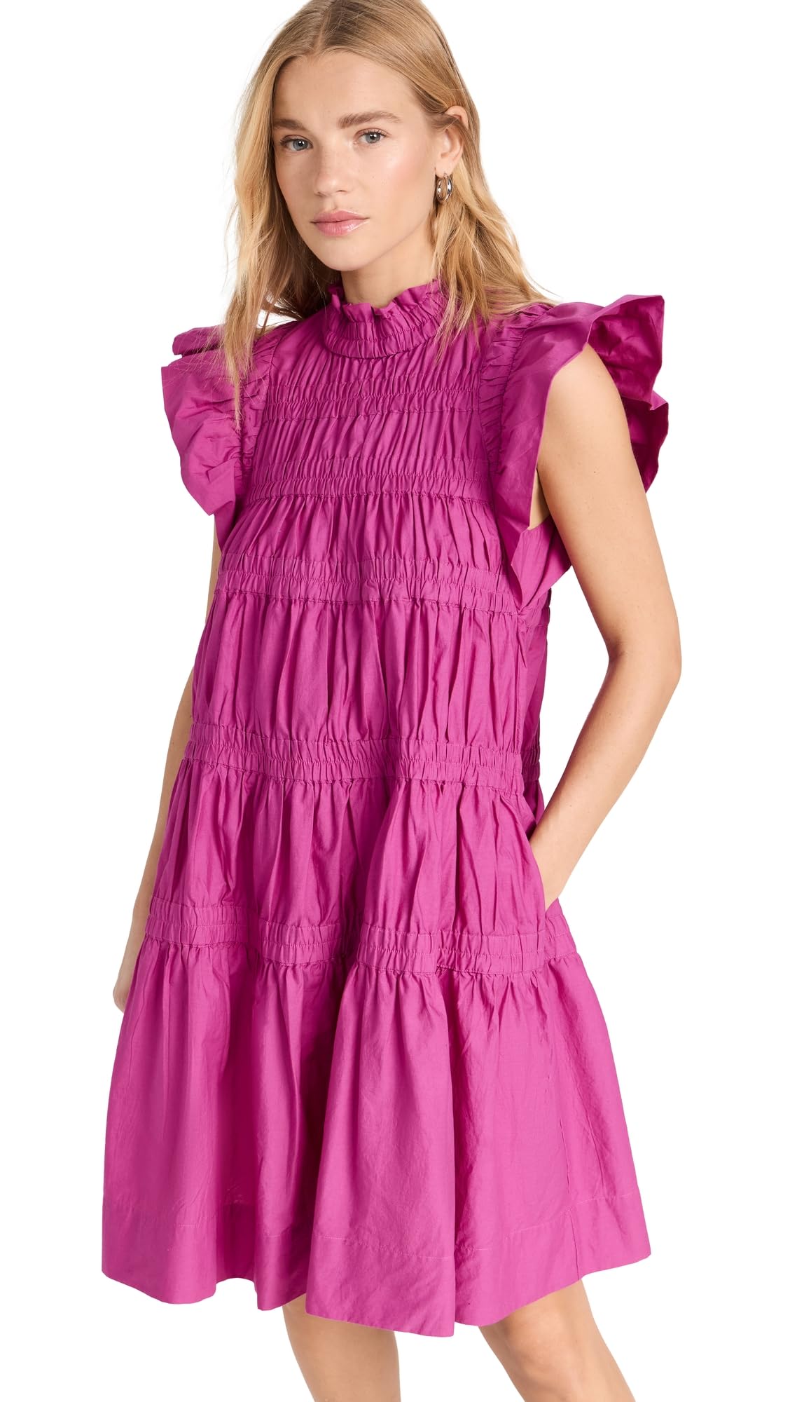 Women's Steph Cotton Flutter Sleeve Tunic Dress - Soft & Comfortable Casual Summer Dress for Beach, Vacation & Everyday Wear