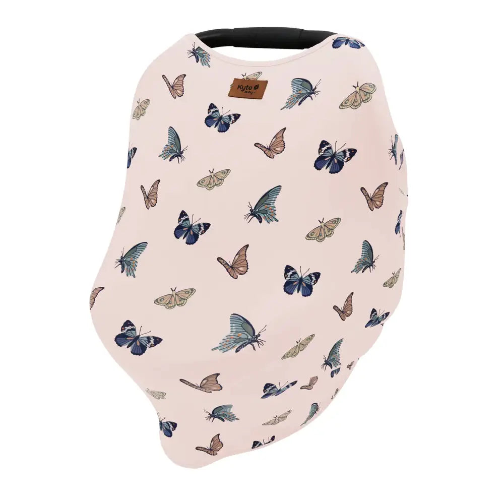Kyte Baby Blush Butterfly Printed Car Seat Cover - Soft & Breathable Infant Car Seat Protector for Boys & Girls - Perfect for Travel, Shopping & Daily Use