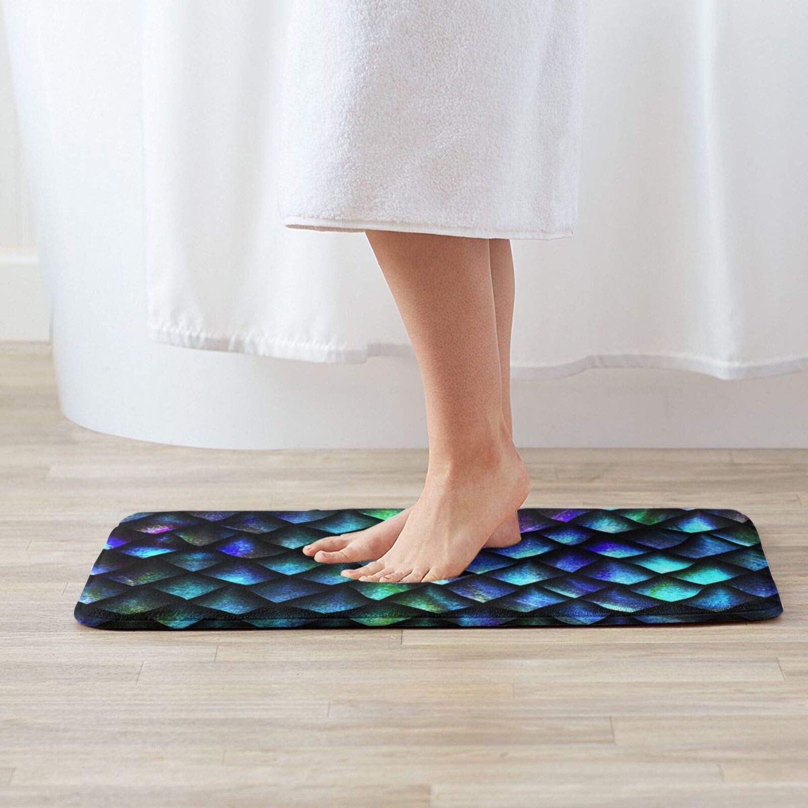 Purple Dragon Scale Bath Mat - 16x24 Inch Non-Slip Fluffy Plush Shower Rug | Machine Washable Bathroom Carpet for Tub, Shower, Bedroom & Kitchen | Soft Floor Mat for Bathroom Safety & Comfort