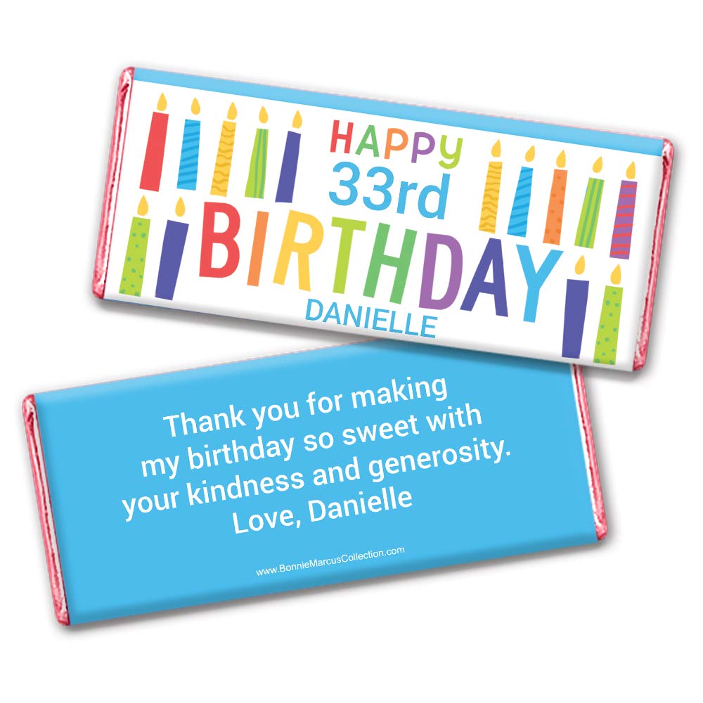 Custom Personalized Chocolate Bars for Birthday Party Favors - 36 Individually Wrapped Candy Bars with Free Cold Packaging - Perfect for Weddings, Baby Showers & Corporate Events