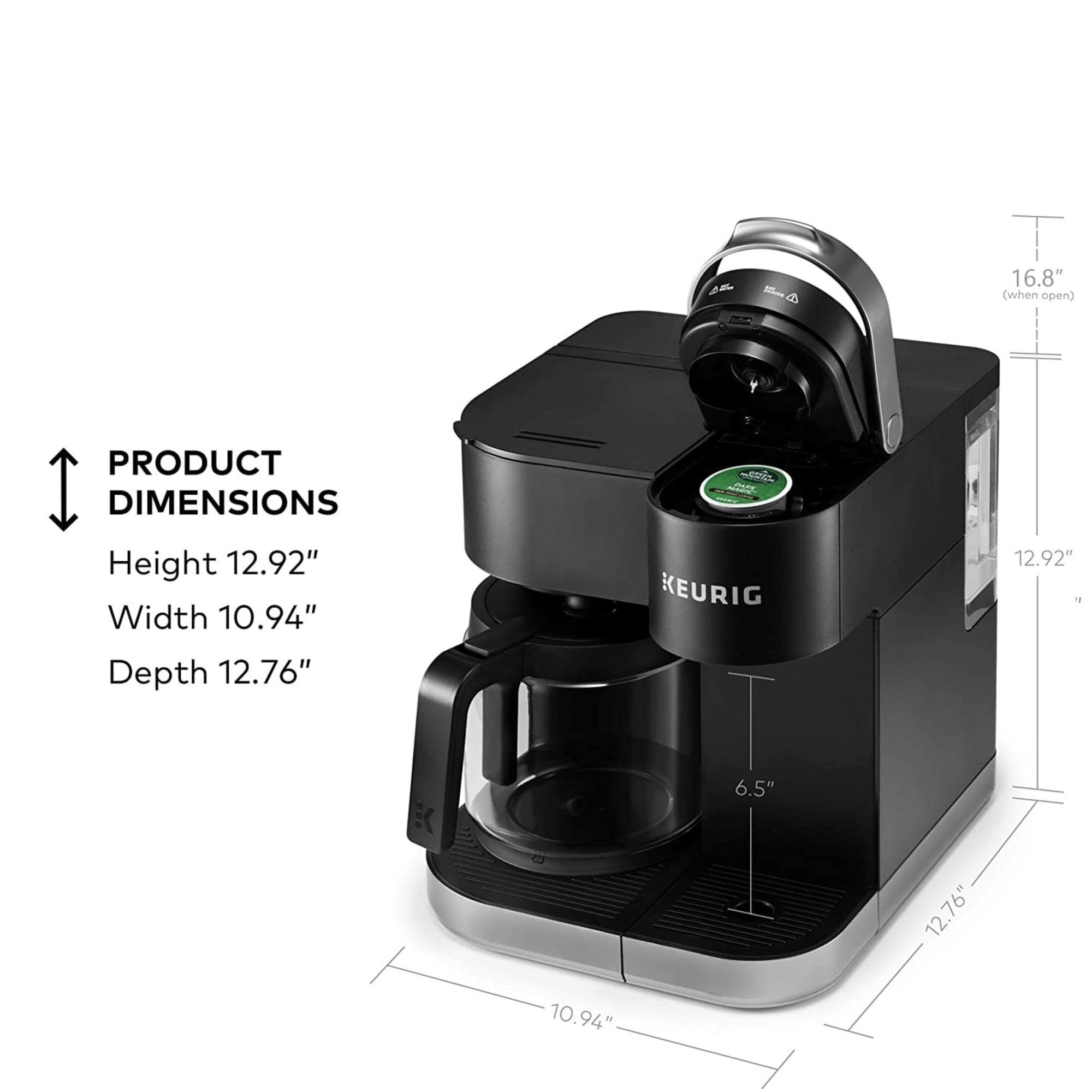 Keurig K-Duo Single Serve & Carafe Coffee Maker - 12oz K-Cup Pod & 60oz Programmable Carafe Brewer with Removable Water Reservoir - Perfect for Home, Office & Entertaining (Black, Gen 1)