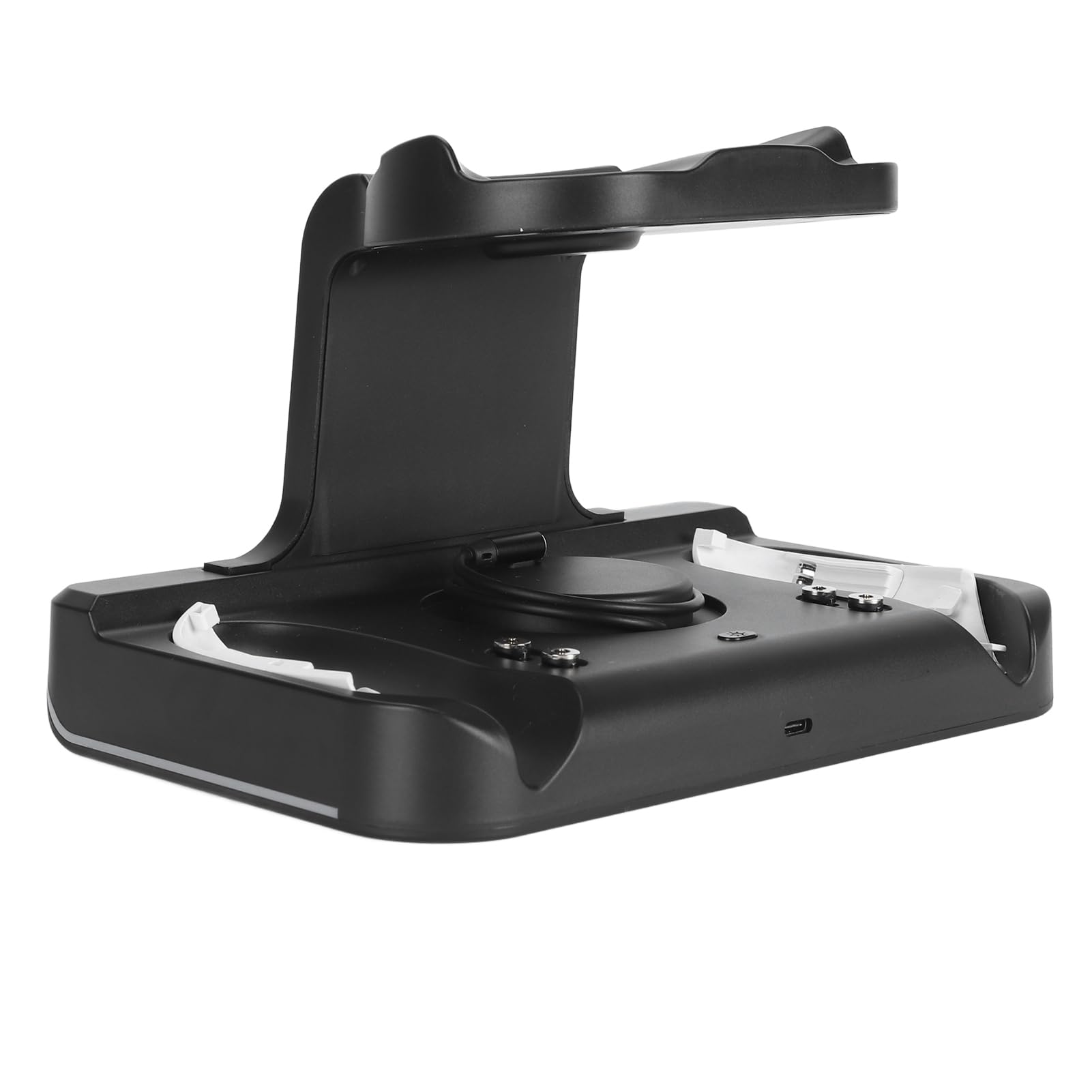 VR Headset Controller Charging Station with RGB Light, Wall Mount VR Stand for Oculus Quest 2/Rift S, 2x1800mAh Battery Display - Perfect for Gaming Room & VR Accessories Organization (Black)