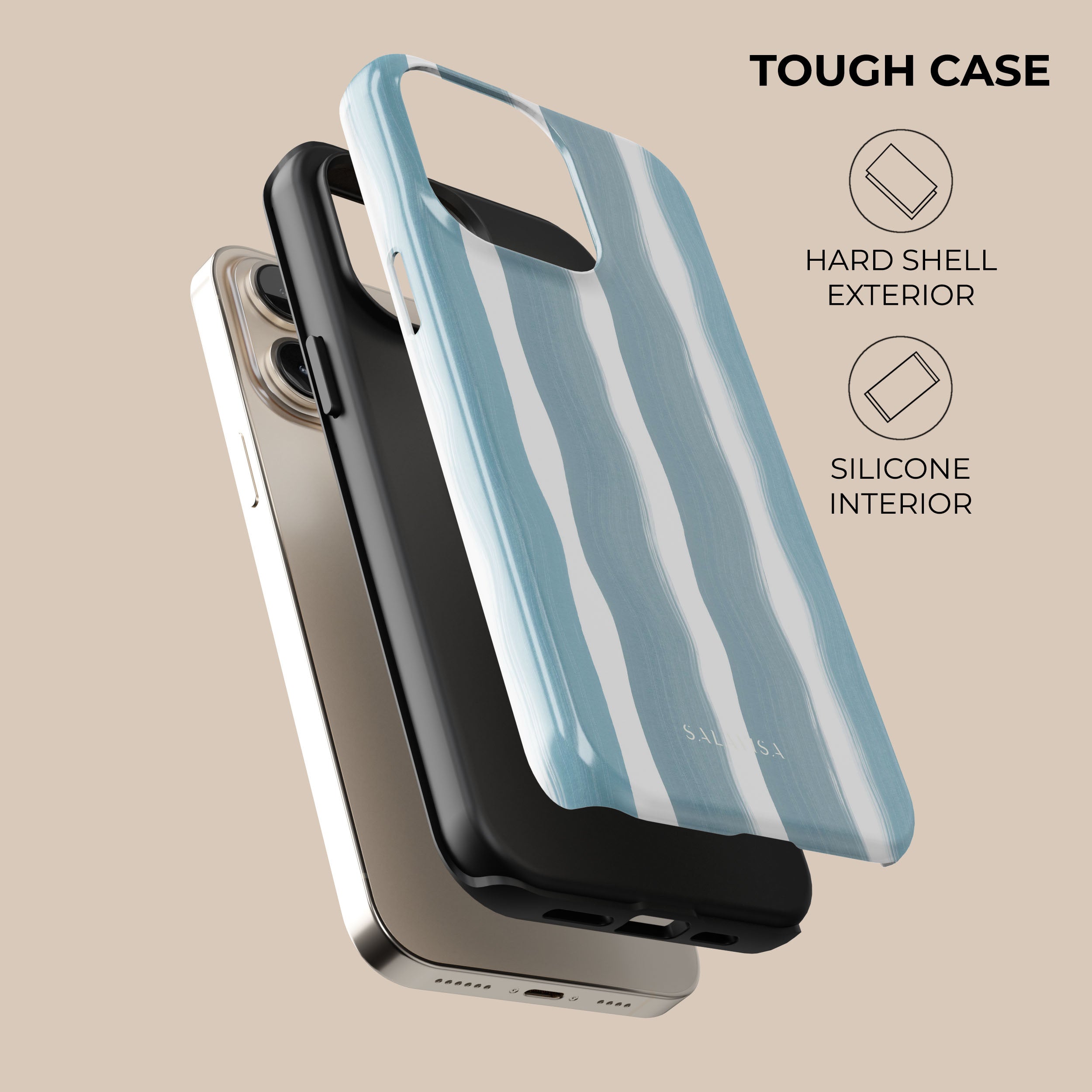 Premium Blue Ocean Waves Phone Case - Shockproof & Slim Design for iPhone 15/14/13/12/11 Pro Max XR XS X 8 7 6 Plus - Perfect for Beach Vacations & Outdoor Adventures