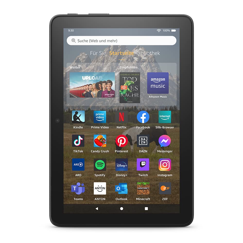 Fire HD 8 Tablet (2022) - 8 Inch HD Display, 64GB Storage, 30% Faster Processor | Portable Entertainment Device for Travel, Home & Office Use | Ad-Free Version in Black