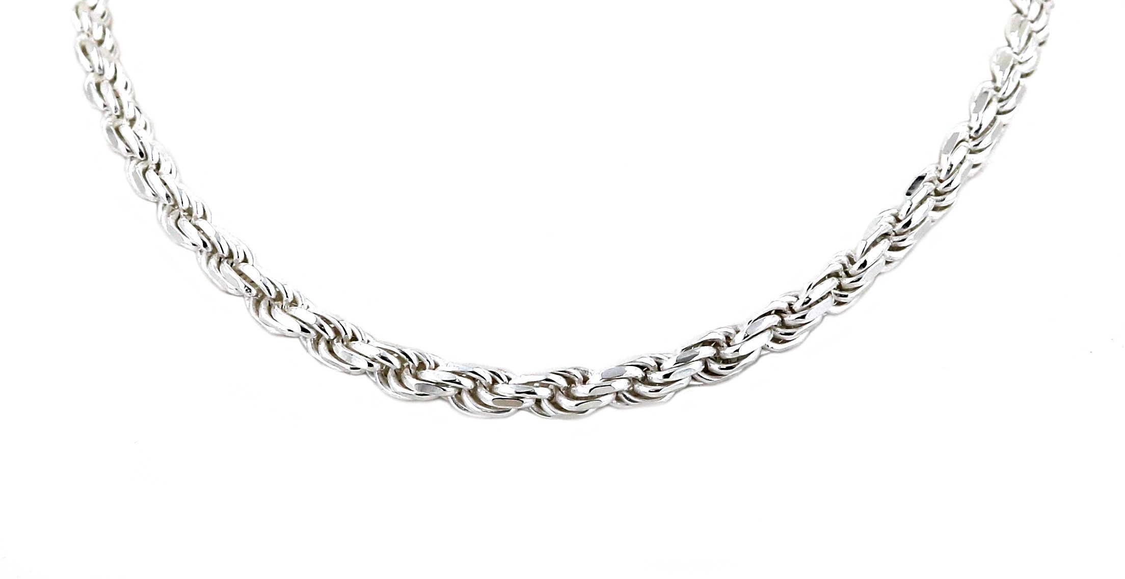 Sterling Silver 925 Real Solid Diamond Cut Rope Chain Necklace 5.0mm 18