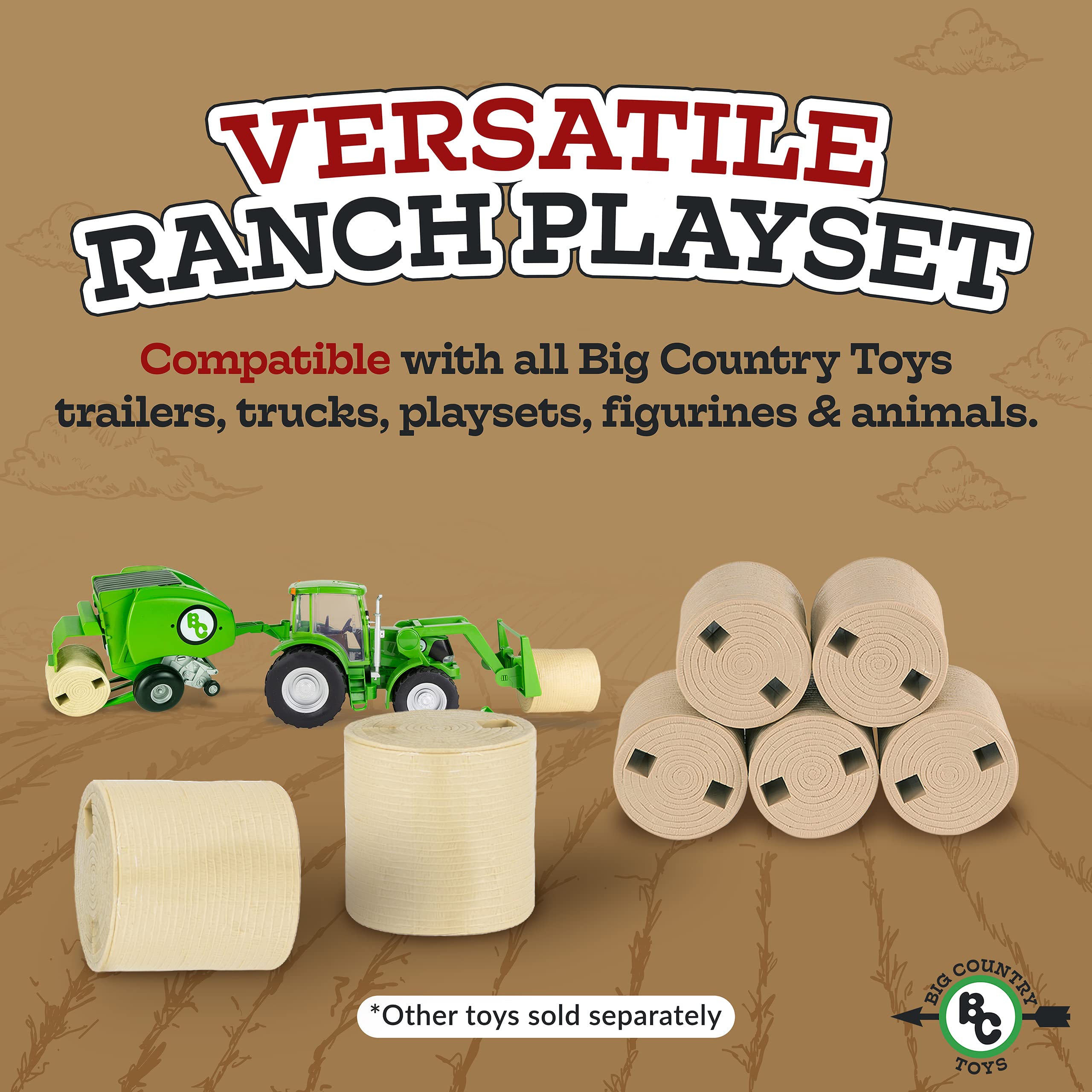 Big Country Toys 5-Piece Farm Hay Bale Set - Realistic Animal Feeding Toy for Kids Ages 3+ | Perfect for Farm Playsets, Pretend Play & Educational Activities