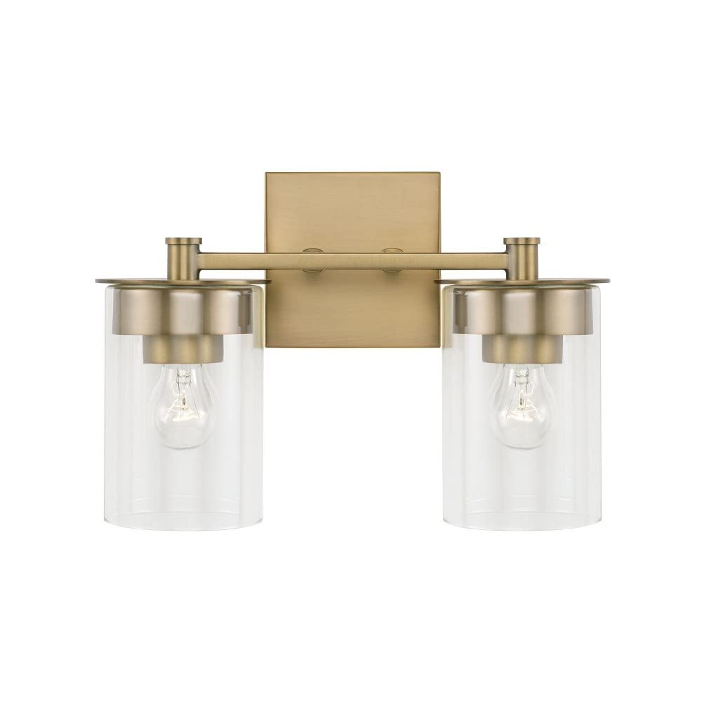 HomePlace Lighting 146821MB-532 2-Light Black Transitional Vanity Light with Clear Glass Cylinder Shades for Bathroom - 200W, 9
