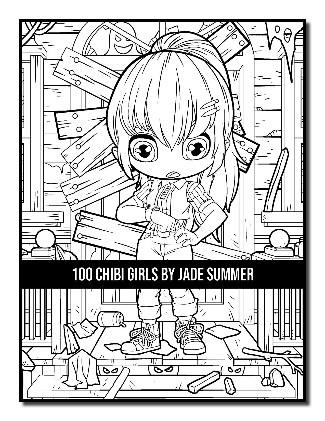 100 Chibi Girls: Cute & Fantasy Adult Coloring Book with Horror & Christmas Themes - Perfect for Stress Relief, Gifts & Creative Relaxation