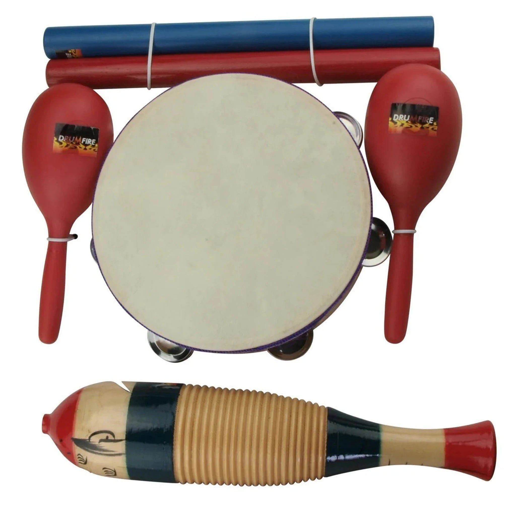 Drumfire 4-Piece Hand Percussion Set with Carry Bag - Perfect for Beginners, Music Class, and Live Performances