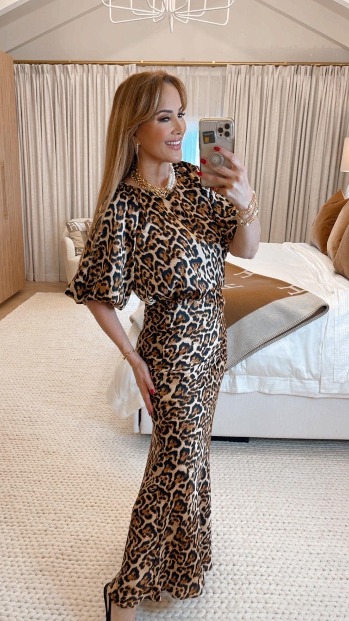 Gracie Brown Animal Print Maxi Skirt for Women - Boho Flowy Long Skirt with Elastic Waist - Perfect for Beach, Vacation & Summer Outfits