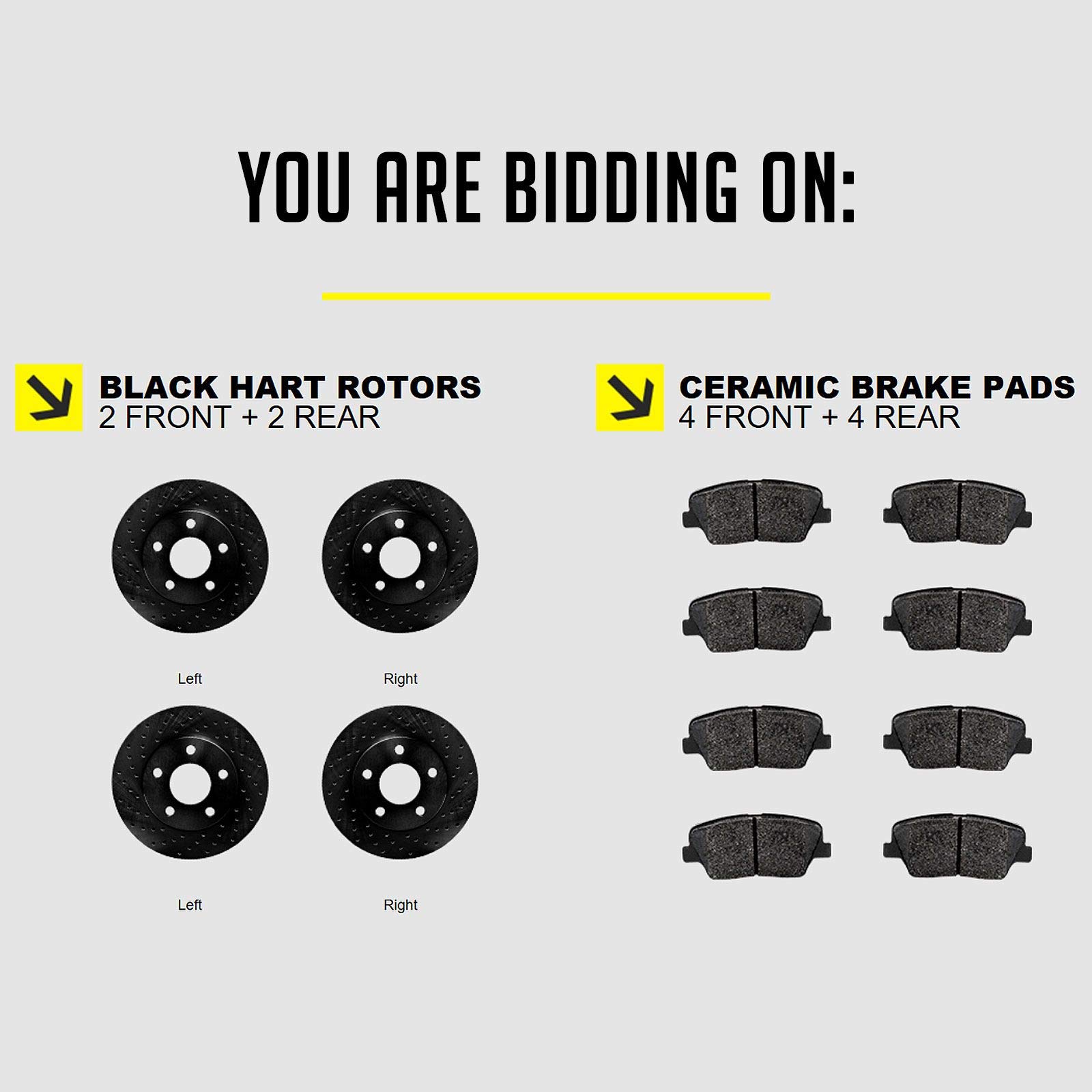 Hart Ceramic Brake Pads and Rotors Kit - Front & Rear Brake System Replacement for 2017-2019 Kia Soul | High-Performance Braking for City Driving & Daily Commutes