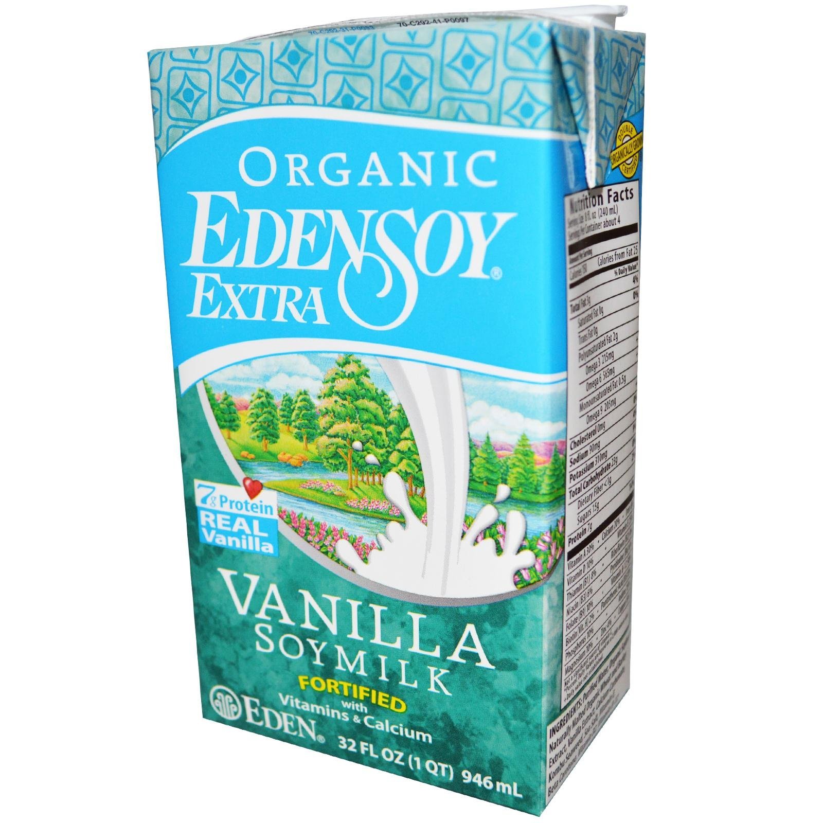 Eden Foods Organic Vanilla Edensoy Extra - 12 Pack (32oz Each) | Bulk Organic Soymilk | Vegan, Dairy-Free, Non-GMO | Perfect for Smoothies, Baking & Healthy Breakfasts