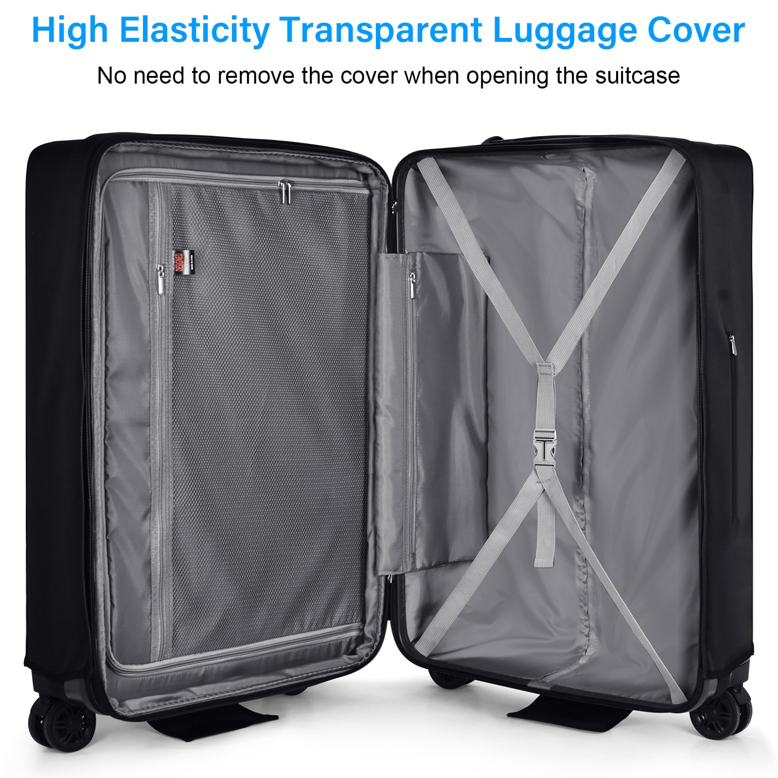 OSCAURT Clear Luggage Cover - 24 Inch Transparent PVC Suitcase Protector with Zipper | No Disassembly Travel Bag Cover | Perfect for Airplane, Train & Cruise Travel Protection