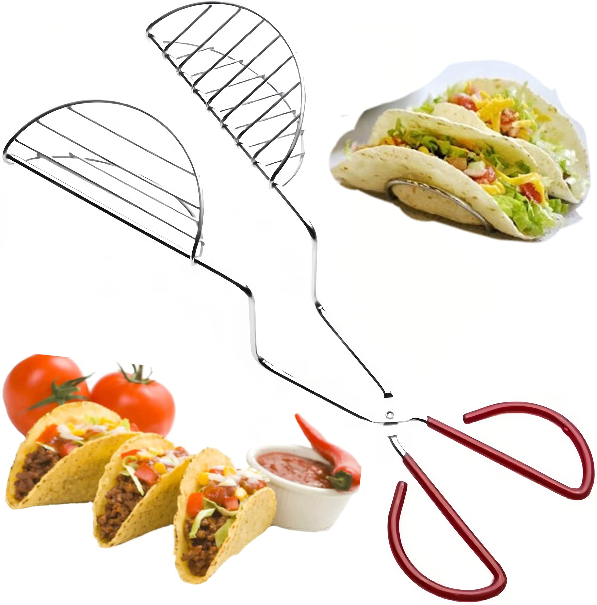 3-Pack Taco Shell Maker Press with Tortilla Fryer Tongs & Metal Stands - Easy Homemade Stand-Up Tacos for Parties, Cinco de Mayo & Family Dinners
