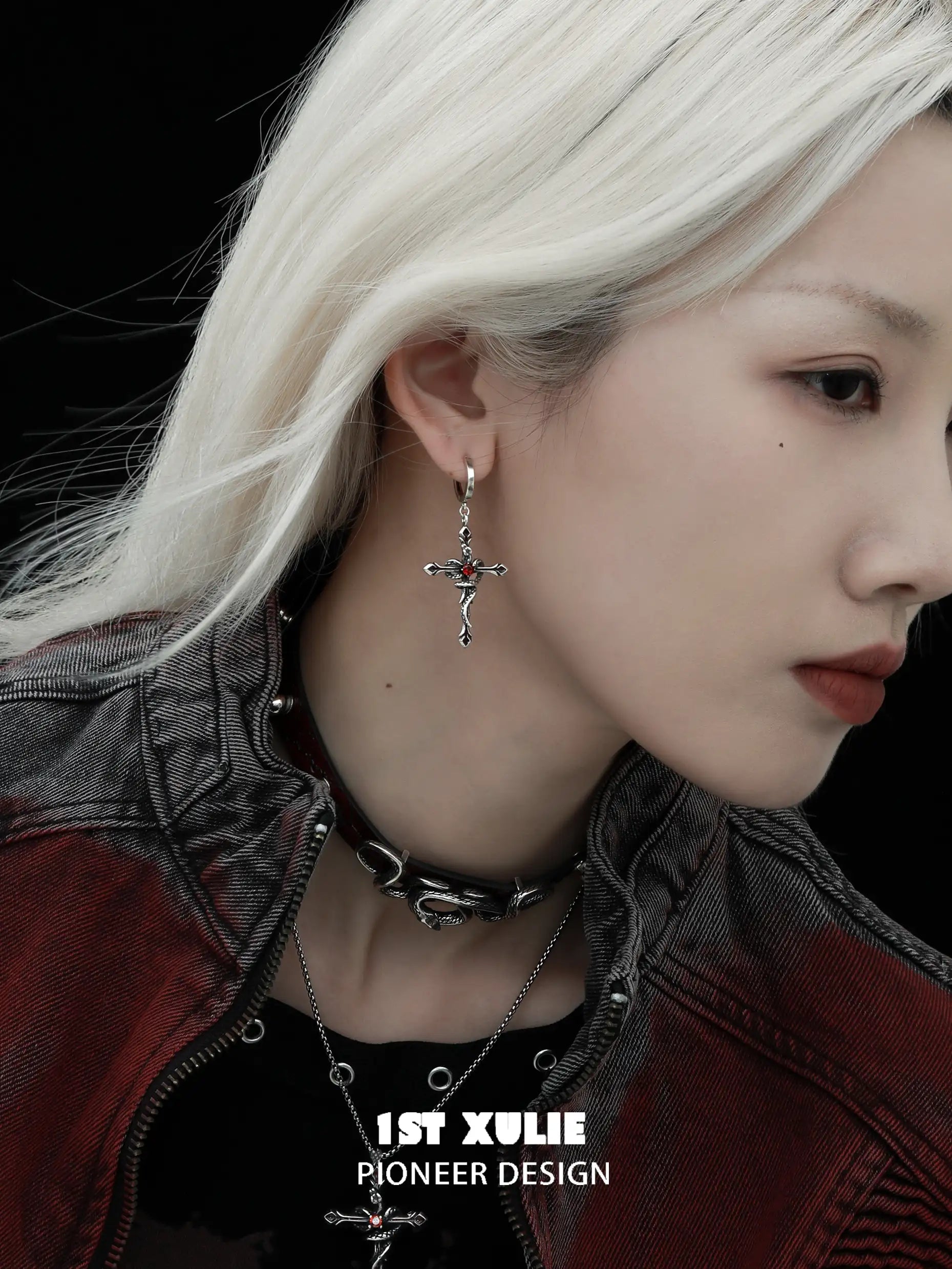 18k Platinum Plated Snake Bite Pendant Earrings for Women - Gothic Jewelry for Parties, Halloween & Alternative Fashion
