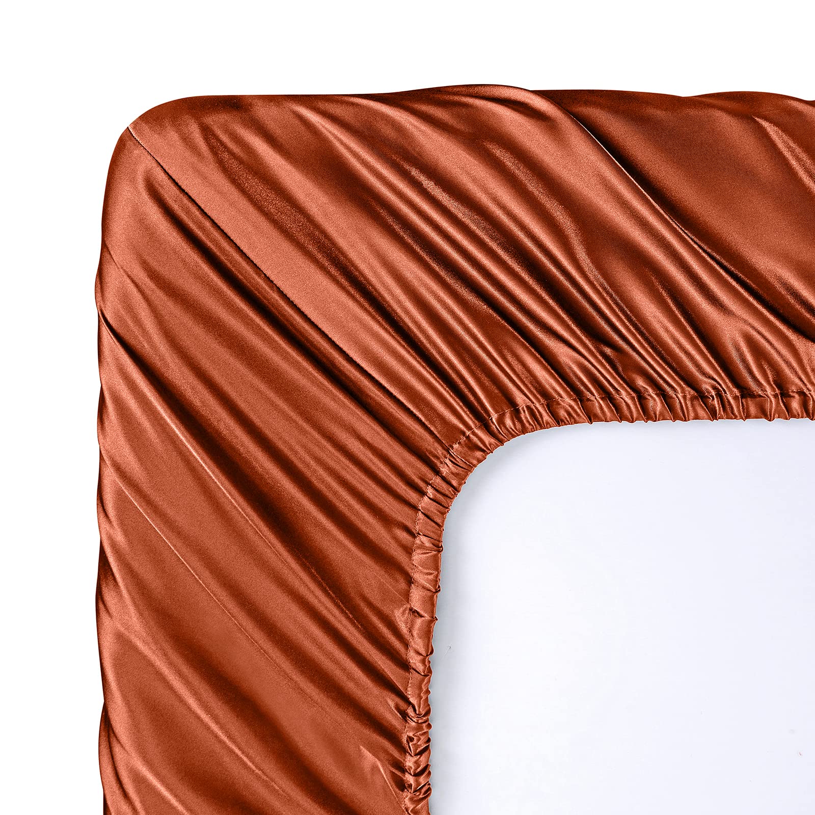 SiinvdaBZX 4-Piece Queen Size Satin Sheet Set - Ultra Silky Soft Autumn Orange Bedding with Deep Pockets (1 Fitted Sheet, 1 Flat Sheet, 2 Pillowcases with Envelope Closure) - Luxury Bed Sheets for Master Bedroom, Guest Room & Hotel Use