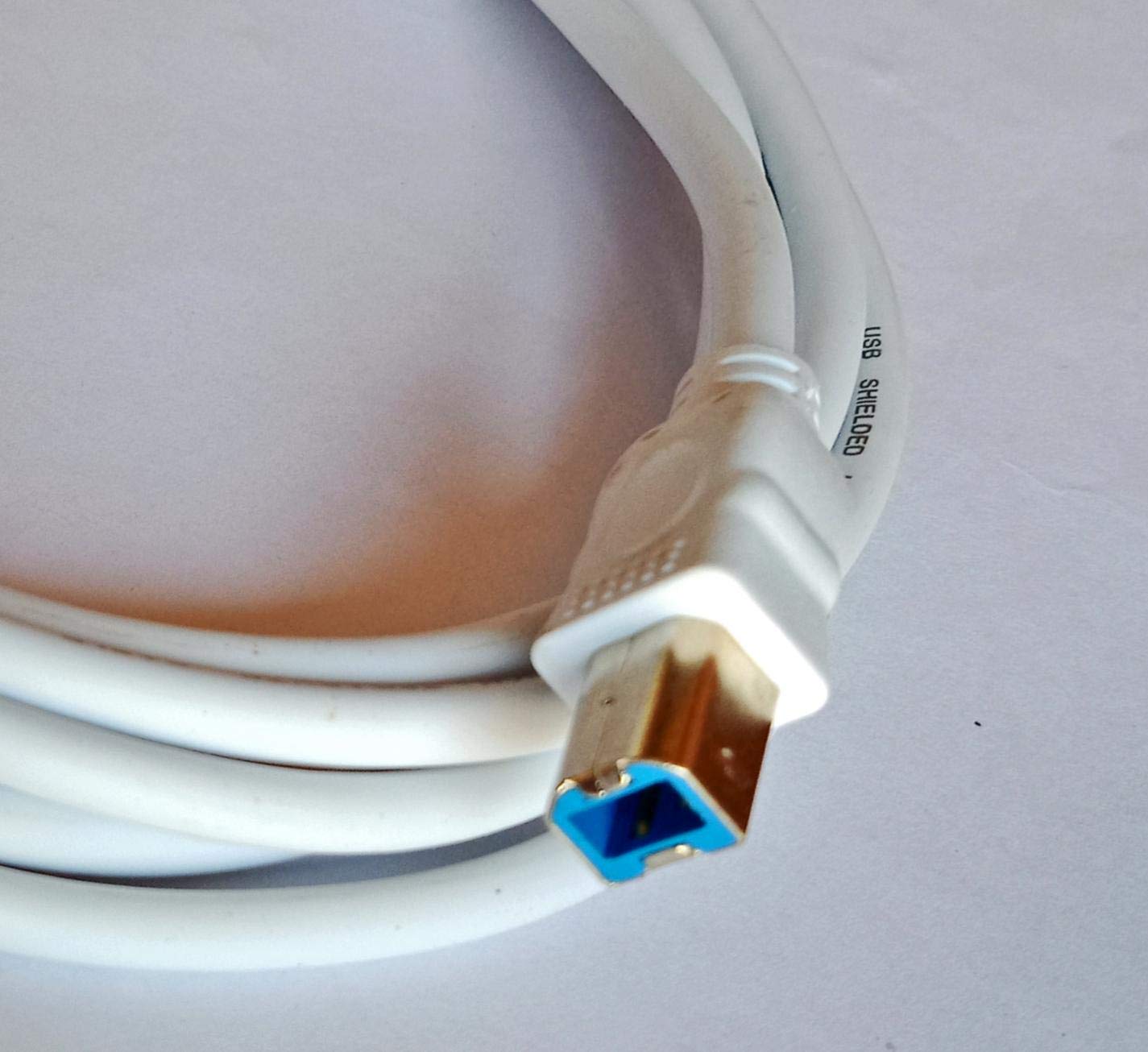 High-Speed USB 3.0 Printer Cable 3M (10ft) - Male to Male Compatible with HP, Canon Printers - White Data Transfer Cord for Home & Office Printing Needs