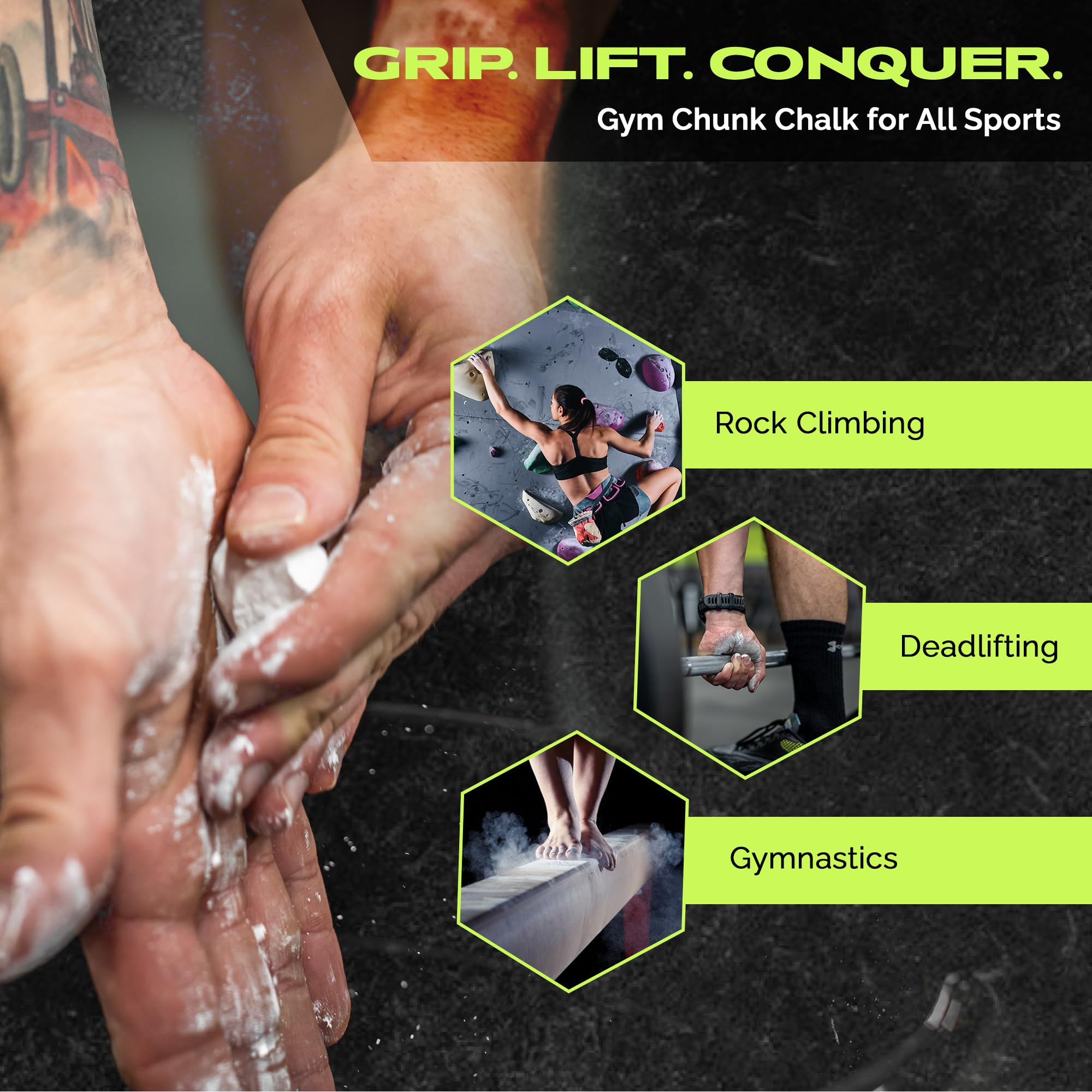 Gym Chalk | Premium Magnesium Carbonate Athletic Chalk for Superior Grip - Ideal for Weightlifting, Gymnastics, Rock Climbing & CrossFit Workouts