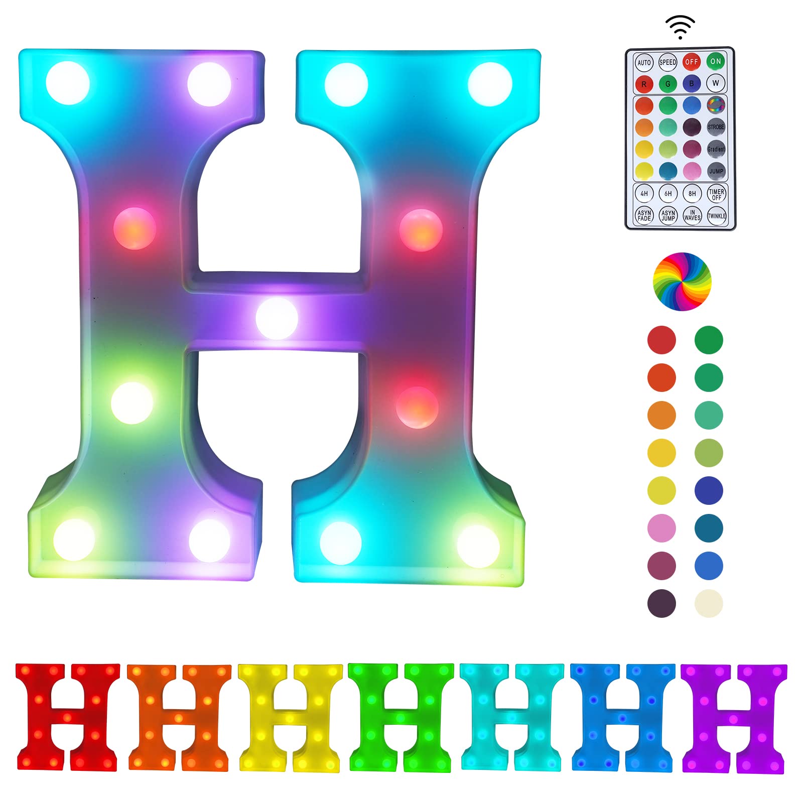 Jalarox 16-Color Changing LED Marquee Letter Lights - Dimmable Multicolor Night Lights for Wedding, Birthday, Party & Holiday Decor - Perfect for Bedroom, Dorm Room, Bar & Christmas Decoration