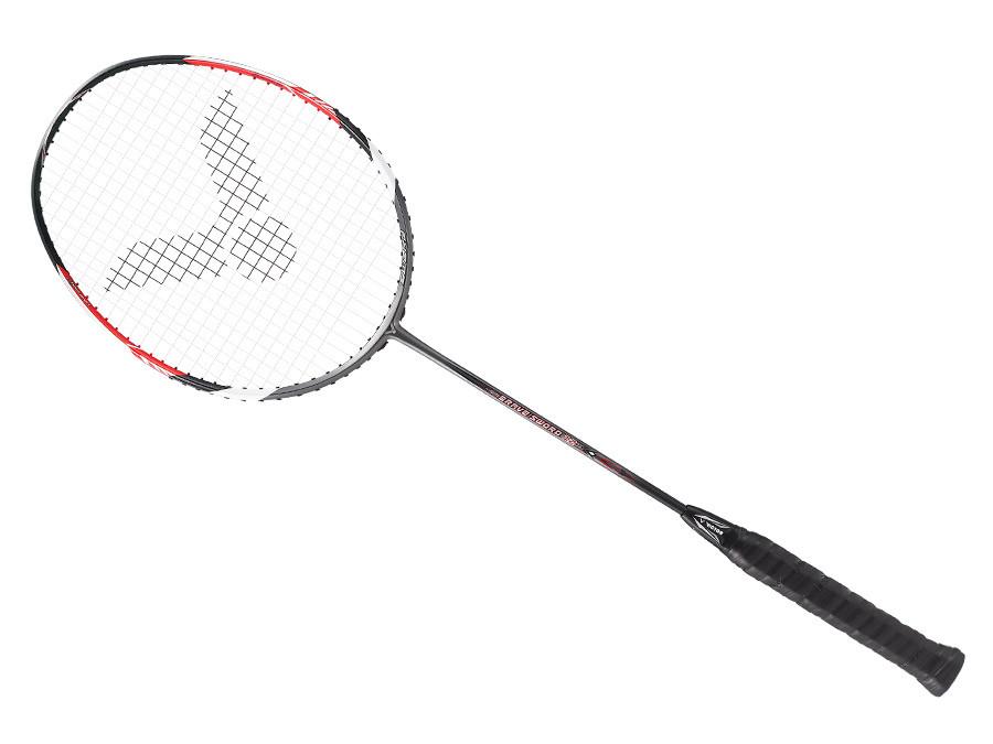 Victor Brave Sword 12N Professional Badminton Racket - Carbon Fiber Shaft with High Tension String (Black/Red) - Perfect for Tournament Play & Training Sessions