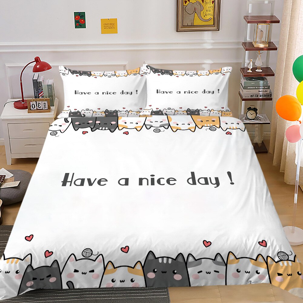 Premium Kitty Bedding Set for Kids - Soft & Comfortable Cat-Themed Bed Sheets, Duvet Cover & Pillowcase Set - Perfect for Nursery, Bedroom Decor & Gift Ideas