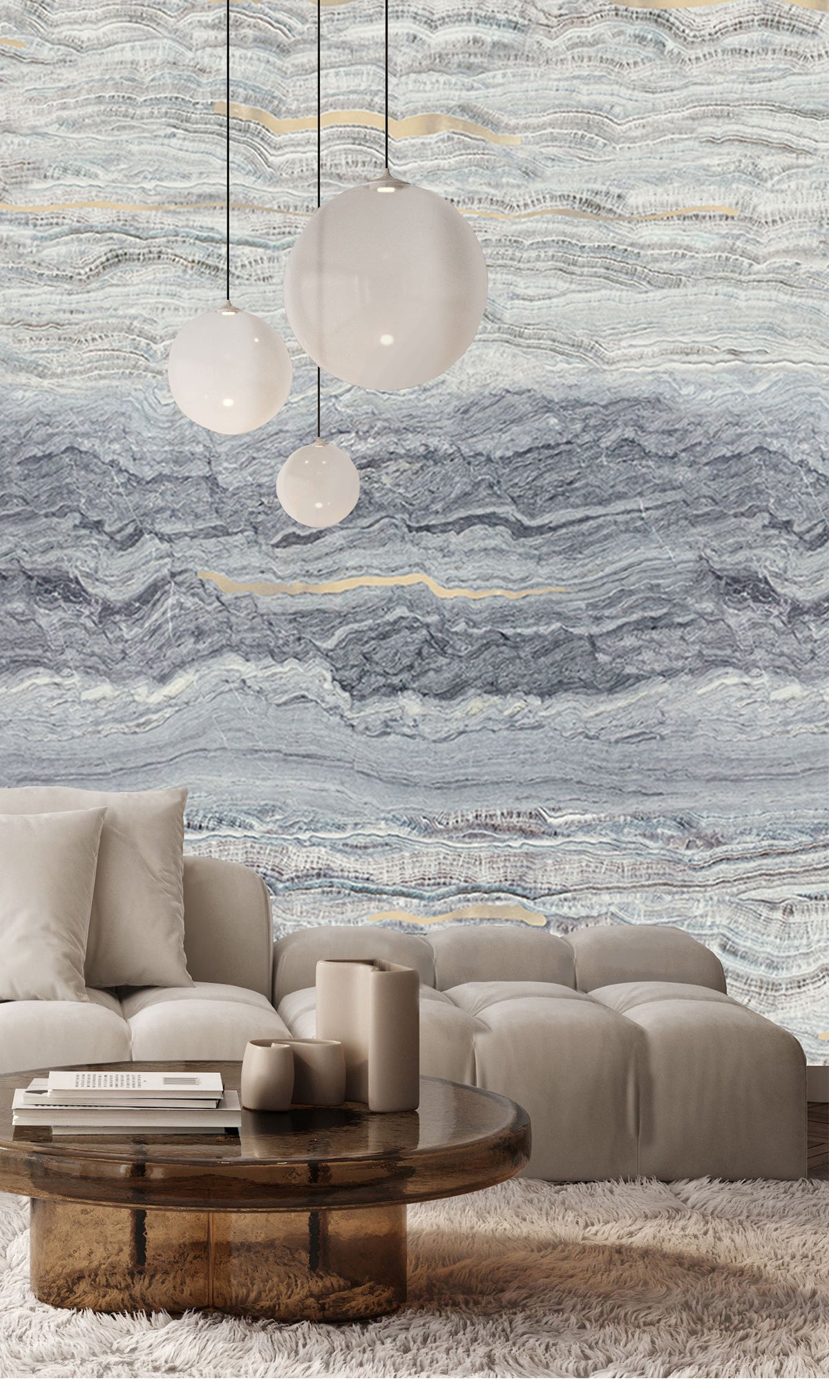 Ash Navy Clouds of Jupiter Mural Wallpaper M2609 - Premium Peel & Stick Removable Wallpaper for Bedroom, Living Room, Nursery Decor | Space-Themed Wall Covering