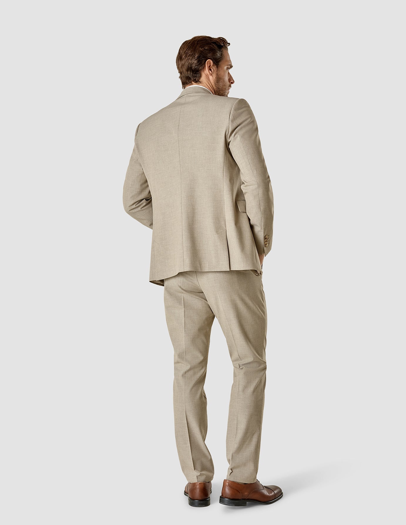 Premium Beige Melange Essential Suit for Men - Perfect for Business Meetings, Weddings & Formal Events